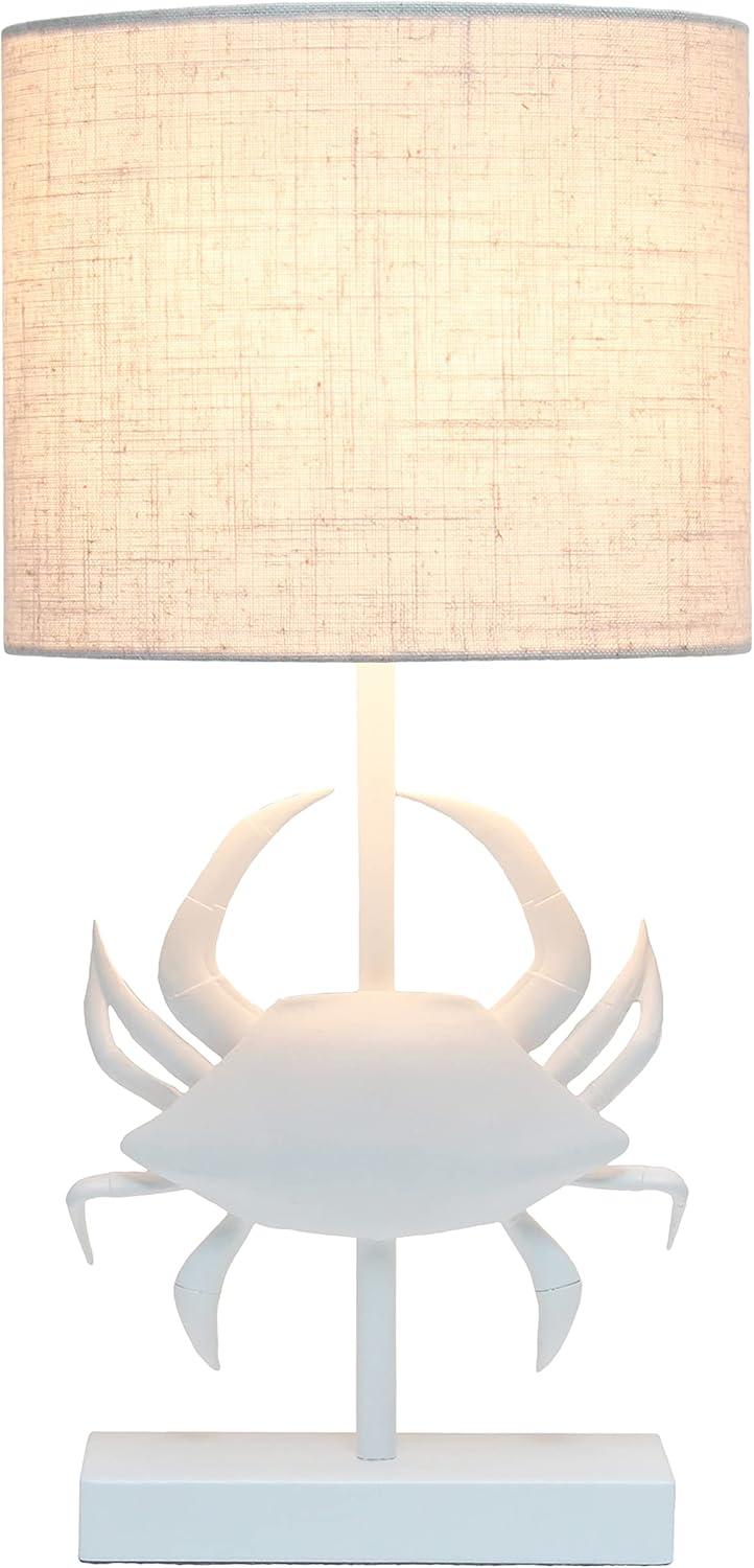 Simple Designs 18.25" Shoreside Tall Coastal Pinching Crab Shaped Bedside Table Desk Lamp White: Nautical Decor, ETL Listed