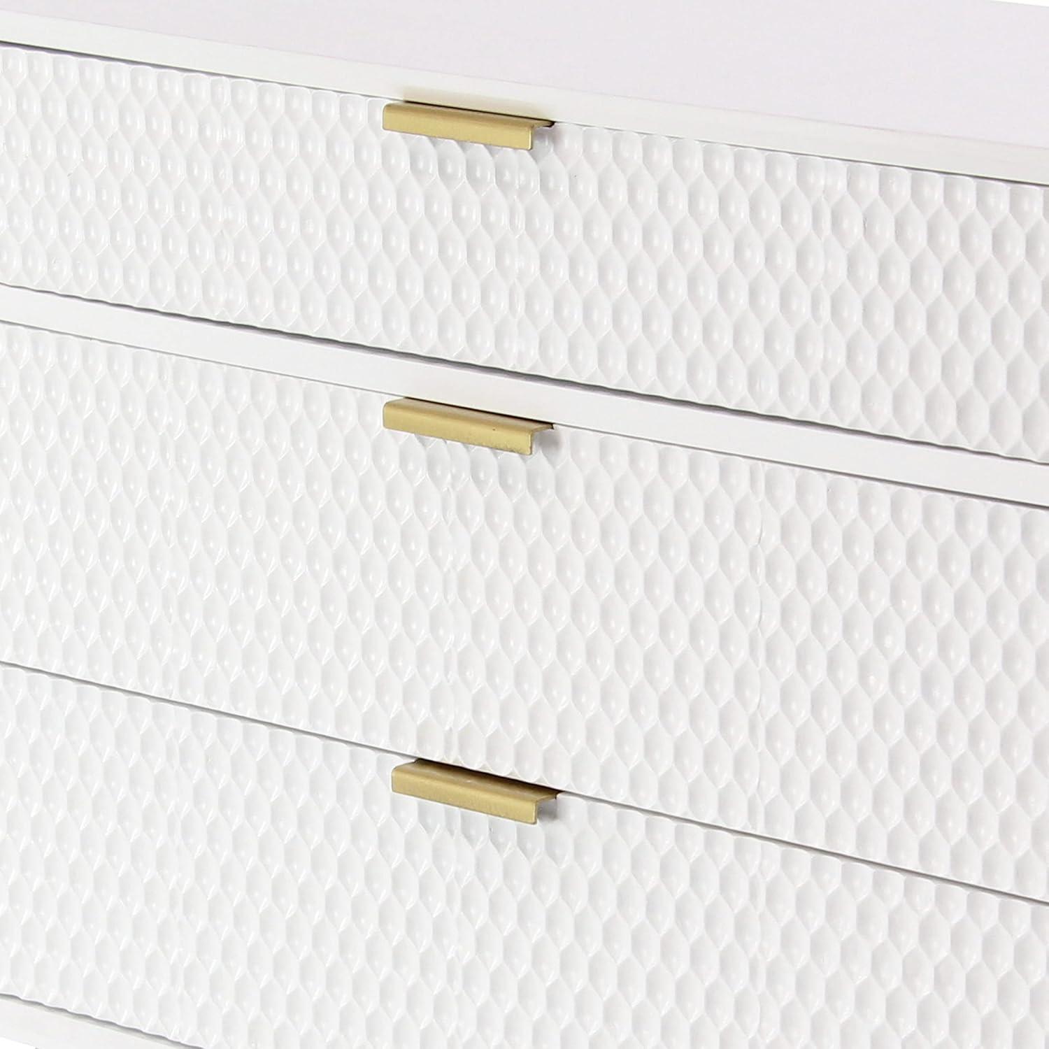 Modern White Wood and Metal 3-Drawer Storage Cabinet