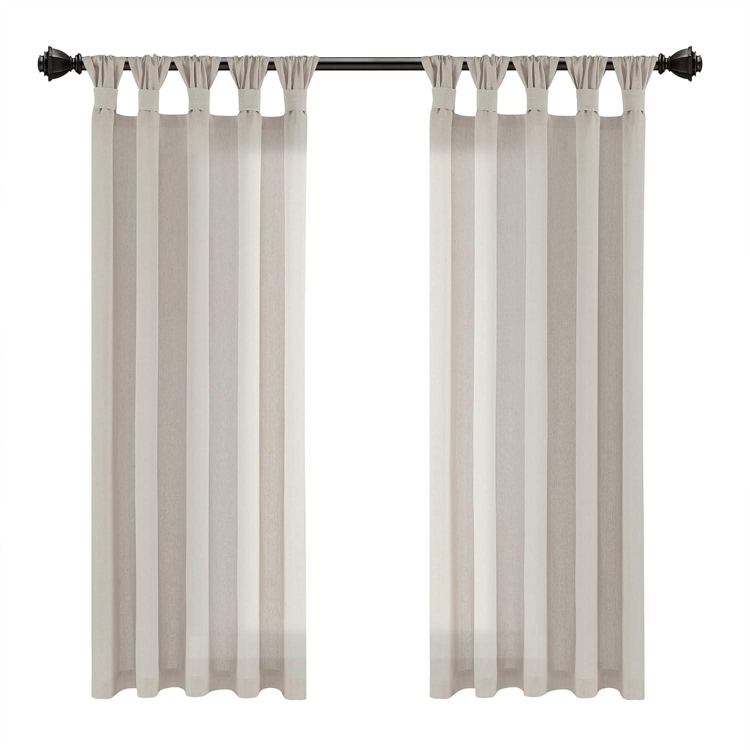 Lush Decor Burlap Knotted Tab Top Semi Sheer Curtain Pair (Set of 2)