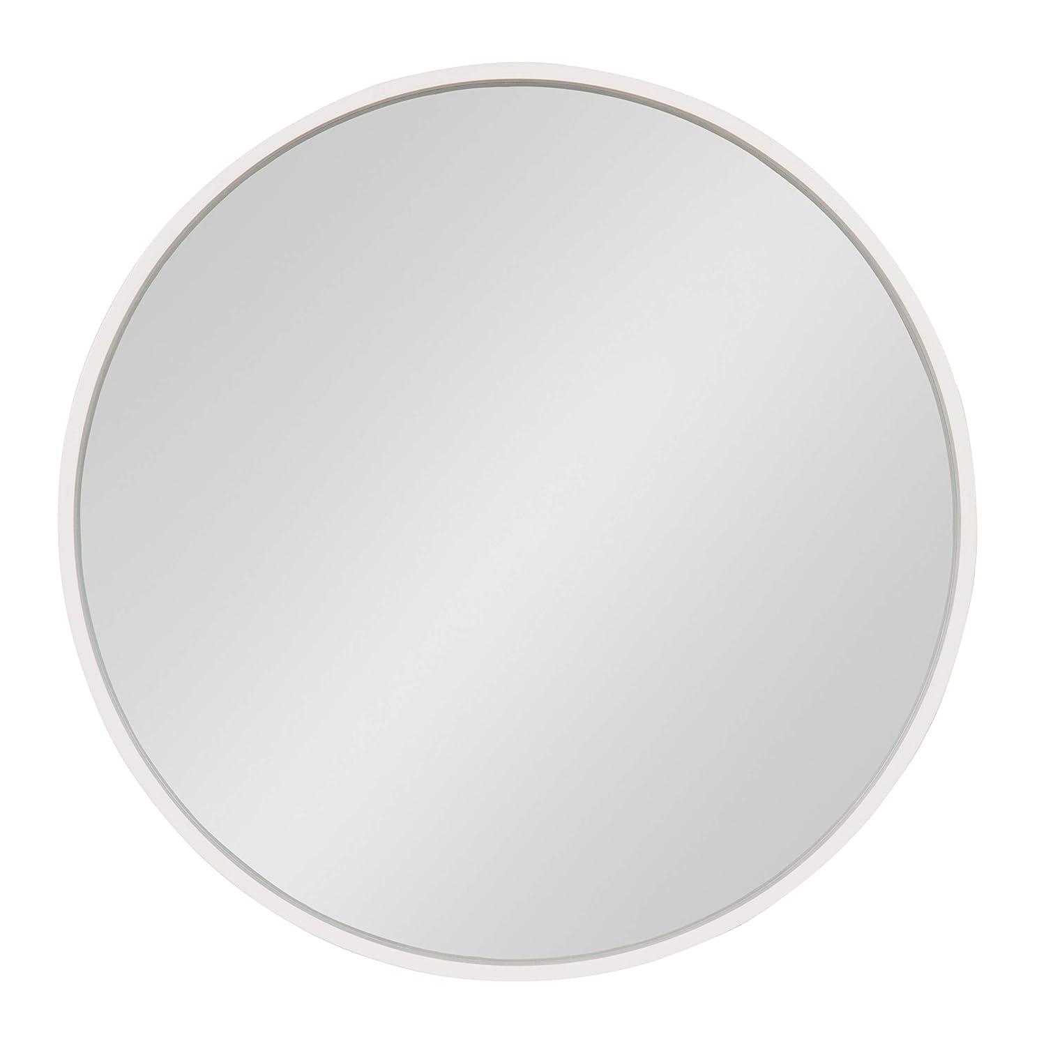 Kate and Laurel All Things Decor 26" x 26" Travis Round Wood Accent Wall Mirror White: Modern MDF Framed, No Assembly Required