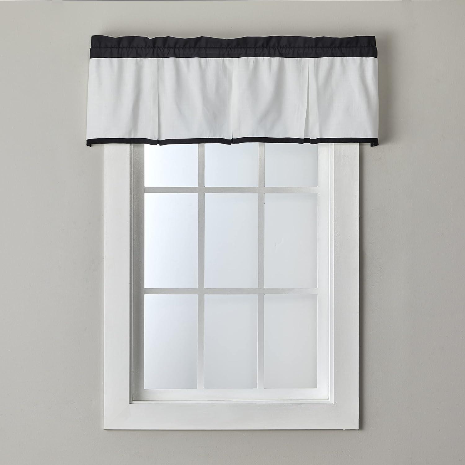 Black and White Box Pleated Rod Pocket Valance 48" x 13"