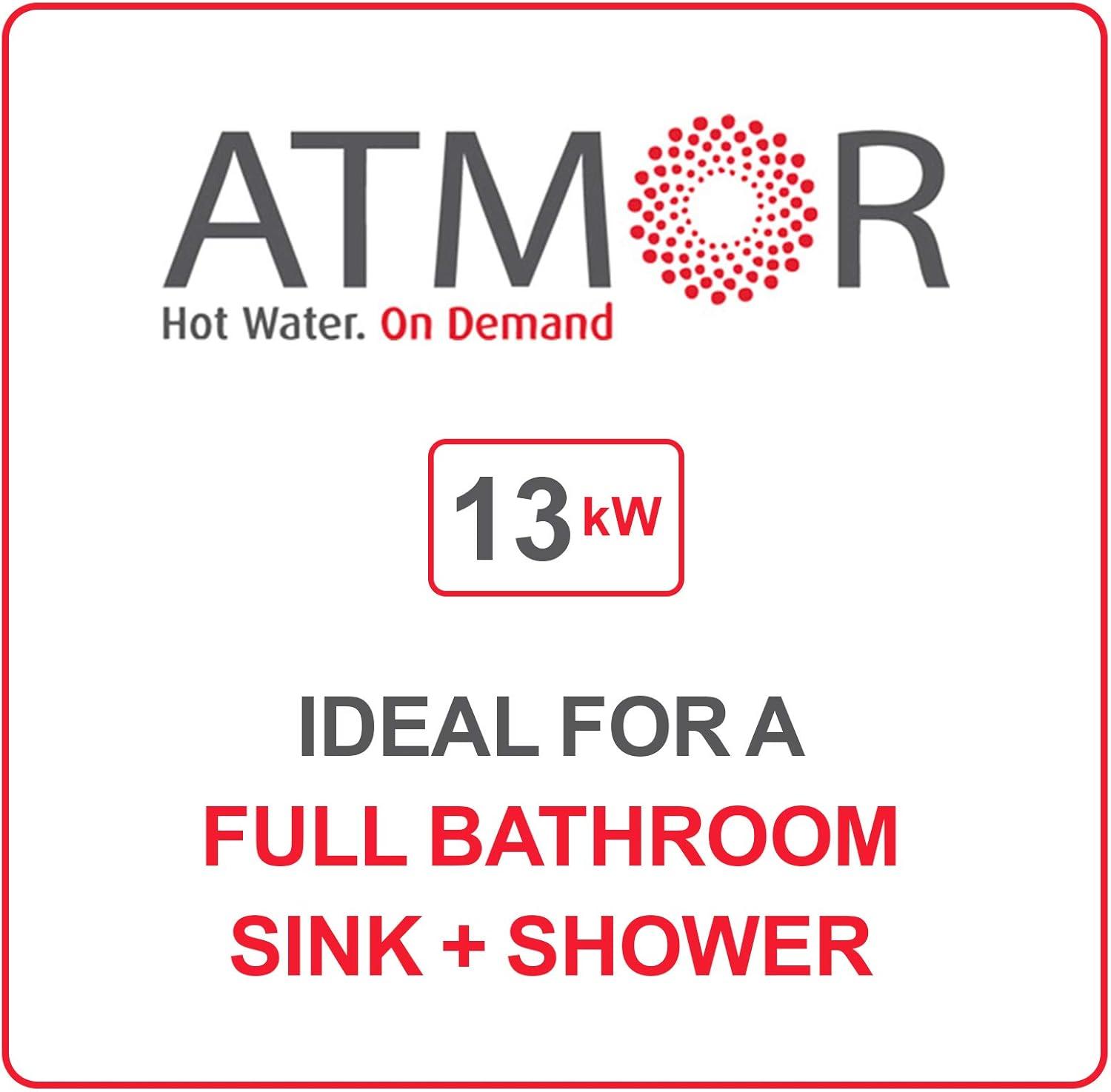 Atmor 13kW/240V Electric Tankless Water Heater Includes Pressure Relief Device, Ideal for a Full Bathroom