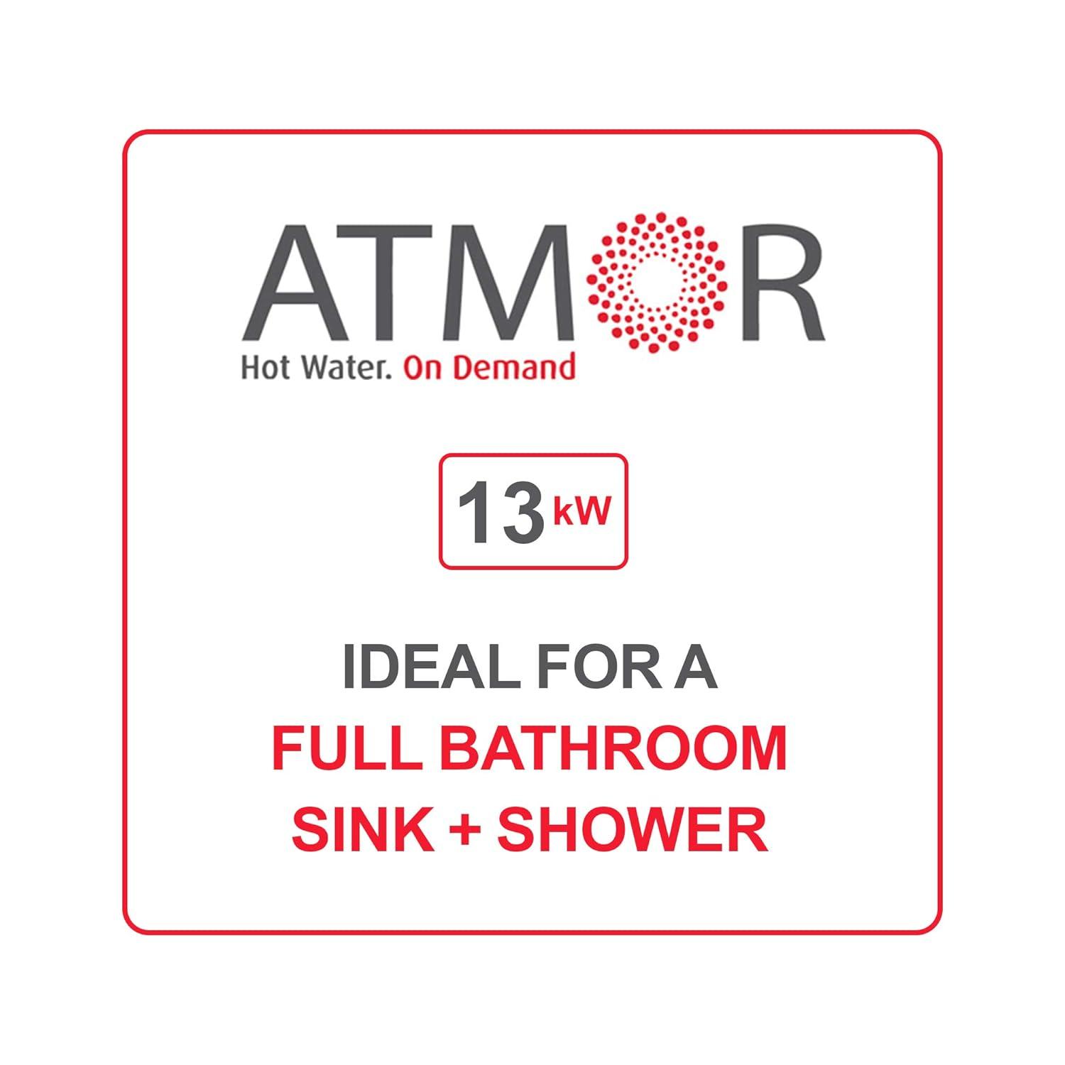 Atmor 13kW/240V Electric Tankless Water Heater Includes Pressure Relief Device, Ideal for a Full Bathroom