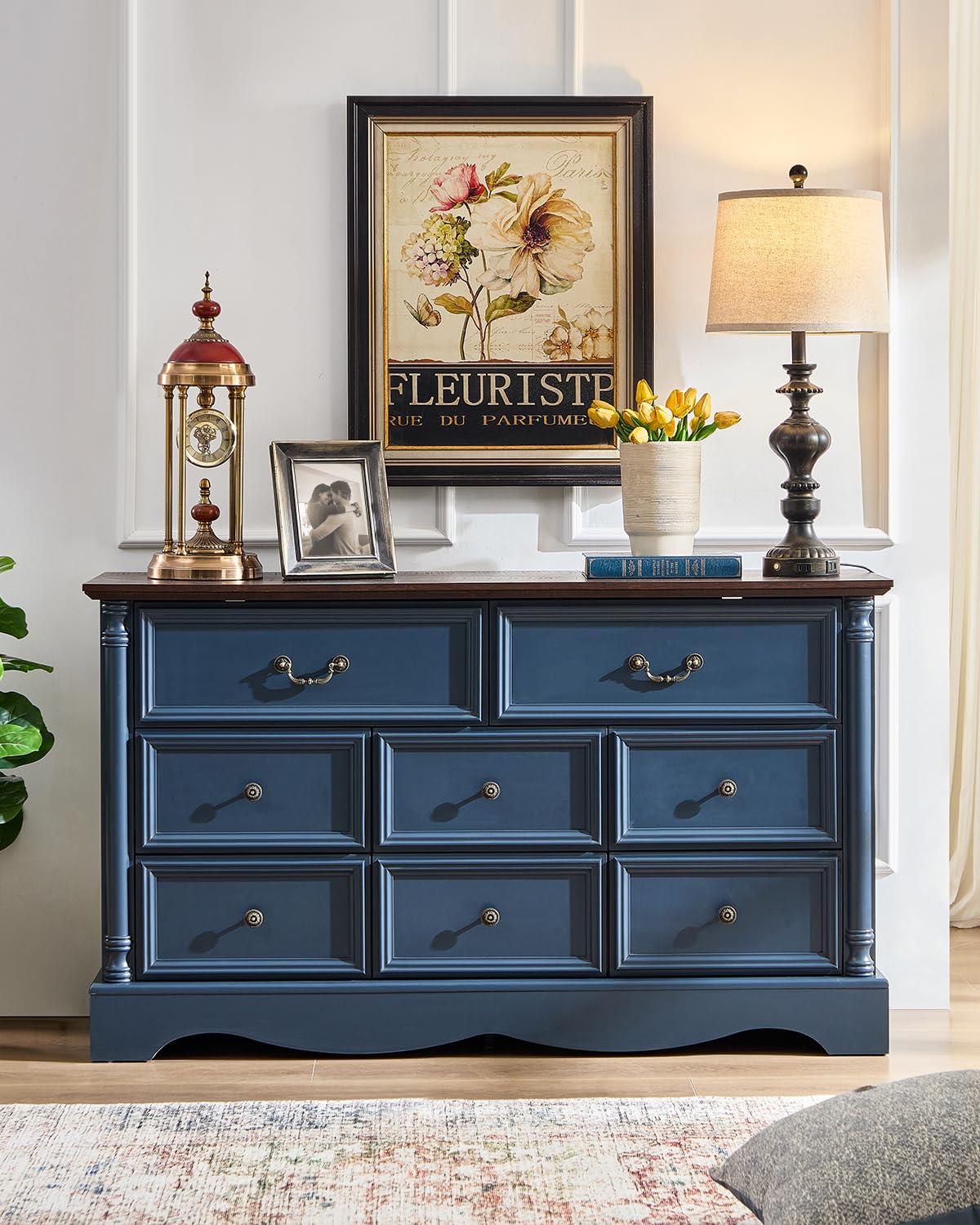 Charlton Home® Gorritz 8 Drawers Dresser, 54" Wide Farmhouse Chest of Drawers with Charging Station