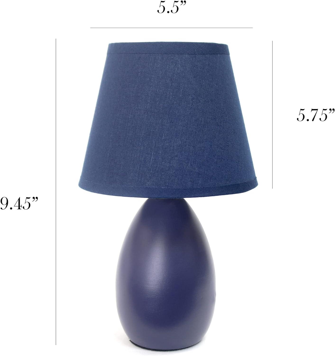 Blue Mini Egg Oval Ceramic Table Lamp with Fabric Shade