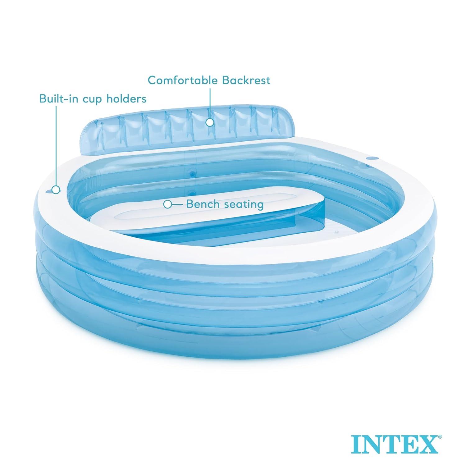 Intex Intex Swim Center Round Inflatable Above Ground Family Lounge Outdoor Pool, Blue