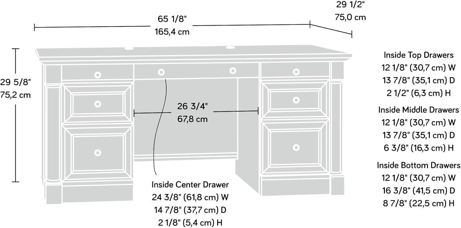 Sauder Palladia Engineered Wood Executive Desk in Wind Oak Finish