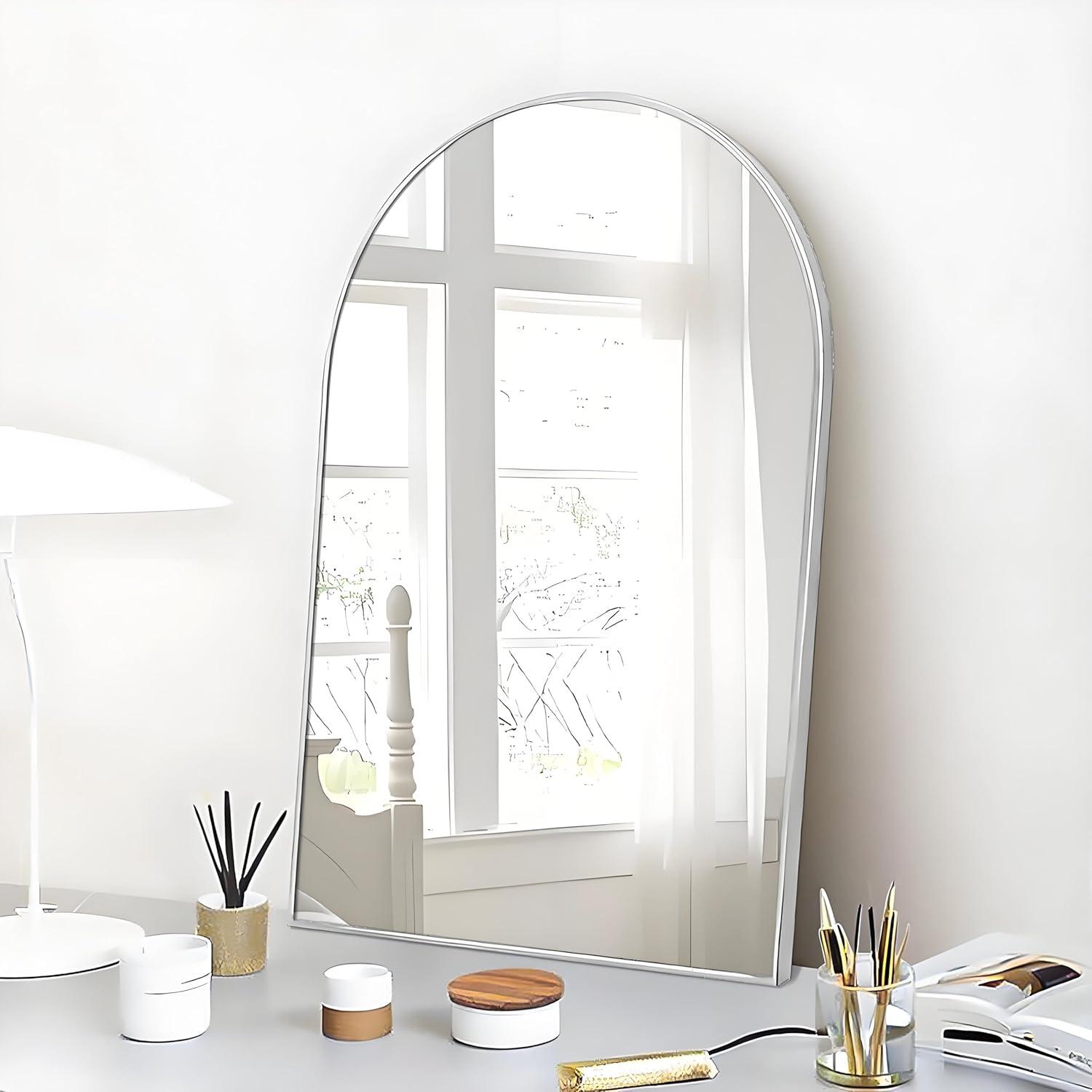 Luxhomez 36" x 24" Arch Wall Mirror for Vanity/ Bathroom, Metal Bathroom Mirror with Waterproof Aluminum Alloy Frame, Gold