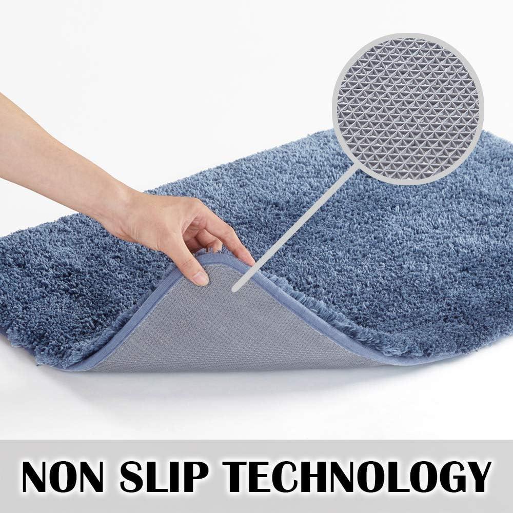 Bath Rug for Bathroom Non Slip Bathroom Mat (20 x 32, Blue) Water Absorbent Soft Microfiber Shaggy Bathroom Rug Machine Washable Bath Mat for Bathroom Thick Plush Shower Mat