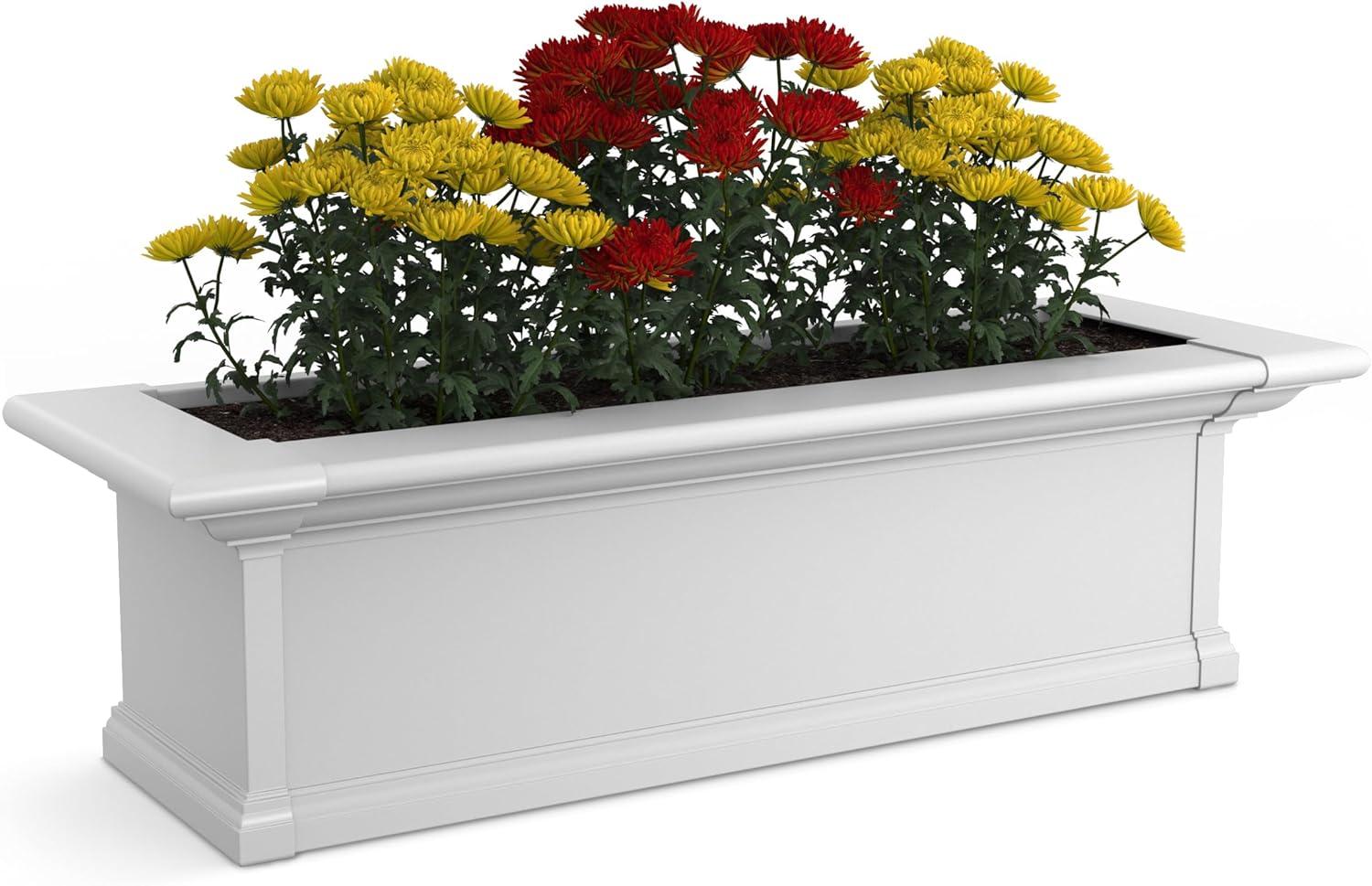 Mayne Yorkshire 3ft Window Box - Customizable - Vinyl Planter Box - White (4823-W)