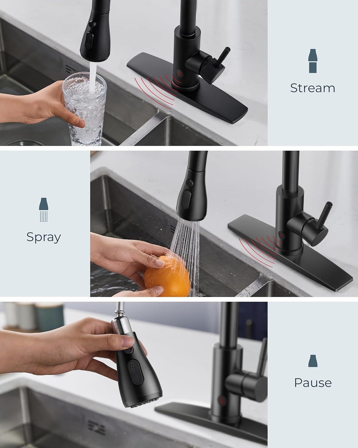 ARCORA Stainless SteelSingle Handle Pull-Down Sprayer Kitchen Faucet Set with Touchless Sensor