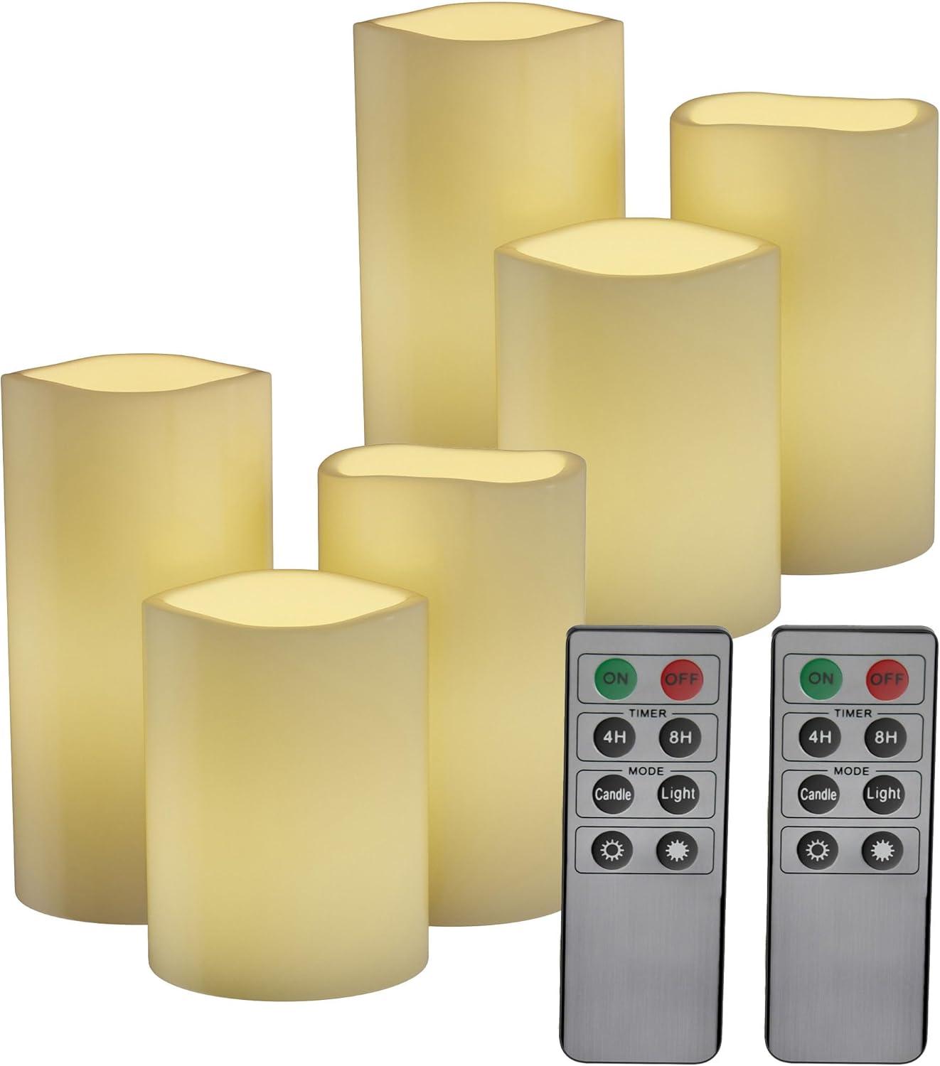 Flameless LED Candles – 6-Piece Remote Controlled Flameless Candle Set for Home, Wedding, Bridal Shower, and Christmas decor by Lavish Home