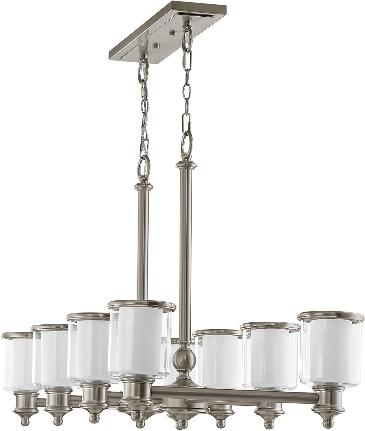 Livex Lighting 40208-91 Transitional Eight Light Linear Chandelier from Middlebush Collection in Pwt, Nckl, B/S, Slvr. Finish, 41.75 inches, 24.50x41.75x20.00, Brushed Nickel