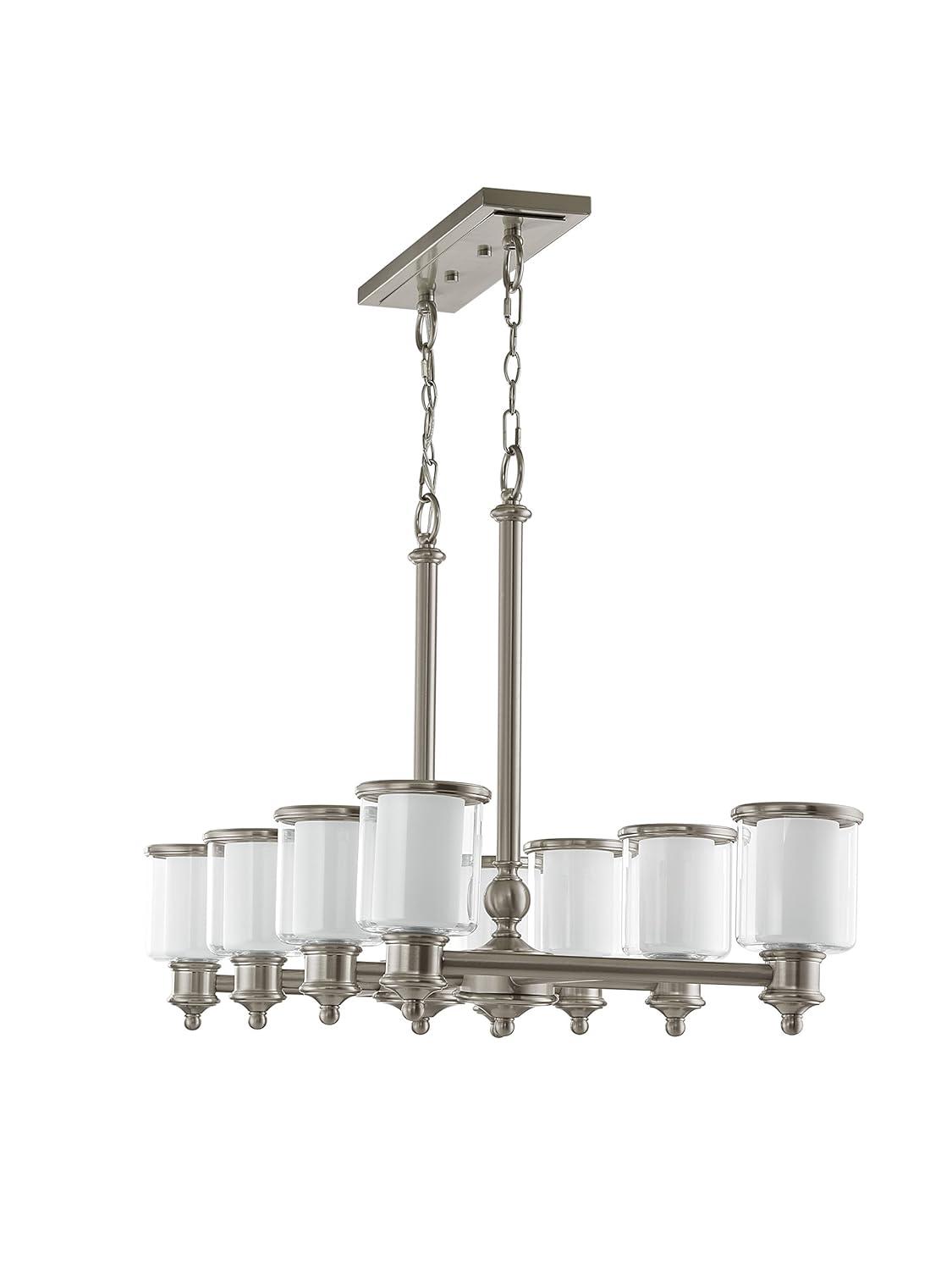 Livex Lighting 40208-91 Transitional Eight Light Linear Chandelier from Middlebush Collection in Pwt, Nckl, B/S, Slvr. Finish, 41.75 inches, 24.50x41.75x20.00, Brushed Nickel