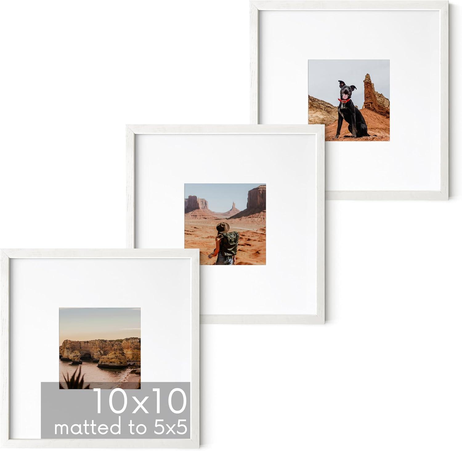 White Oak Wood 10"x10" Wall Mount Picture Frames Set