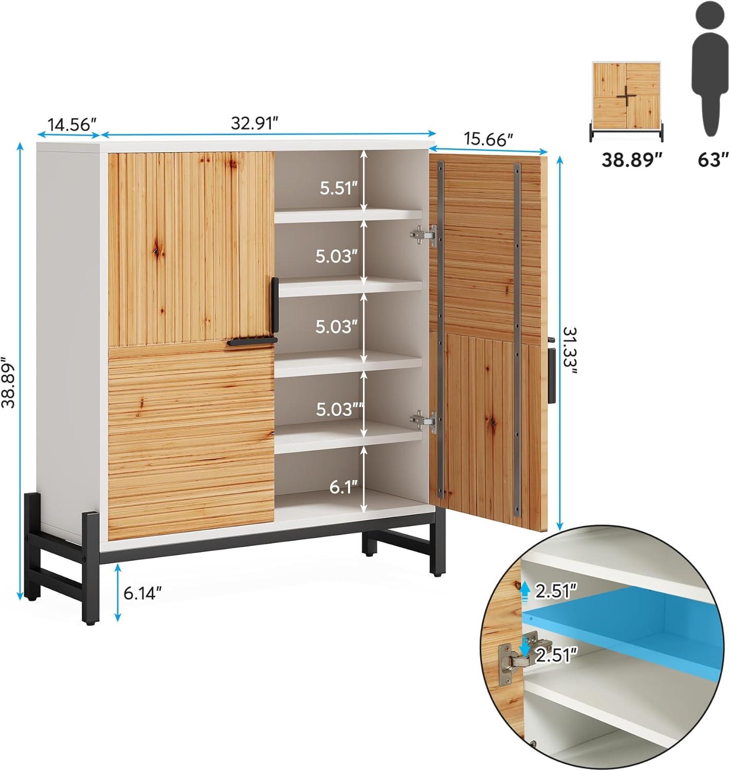 Tribesigns Shoe Storage Cabinet, 5 Tiers Wood Shoe Organizer with Doors for Entryway, Hallway, Closet