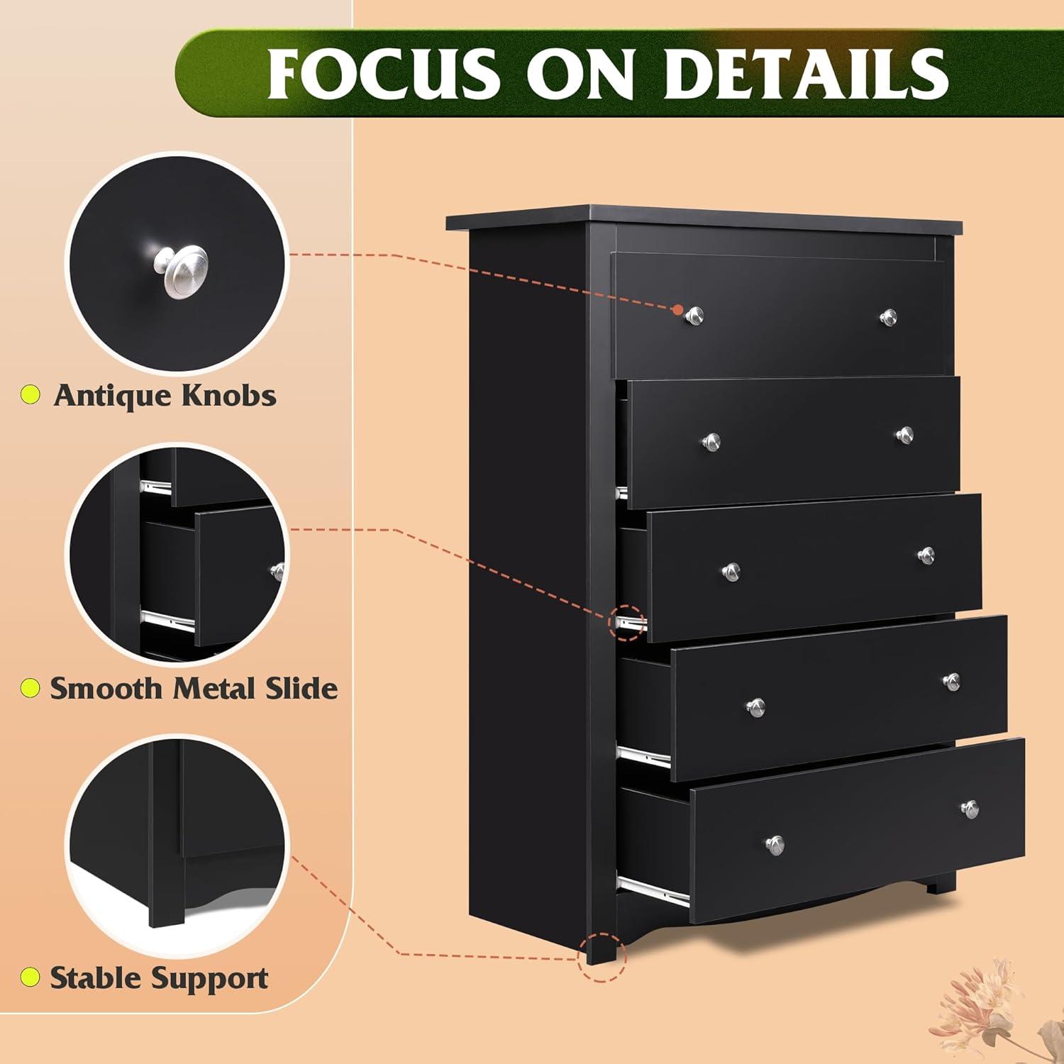Vito 5-Drawer Chest Dresser