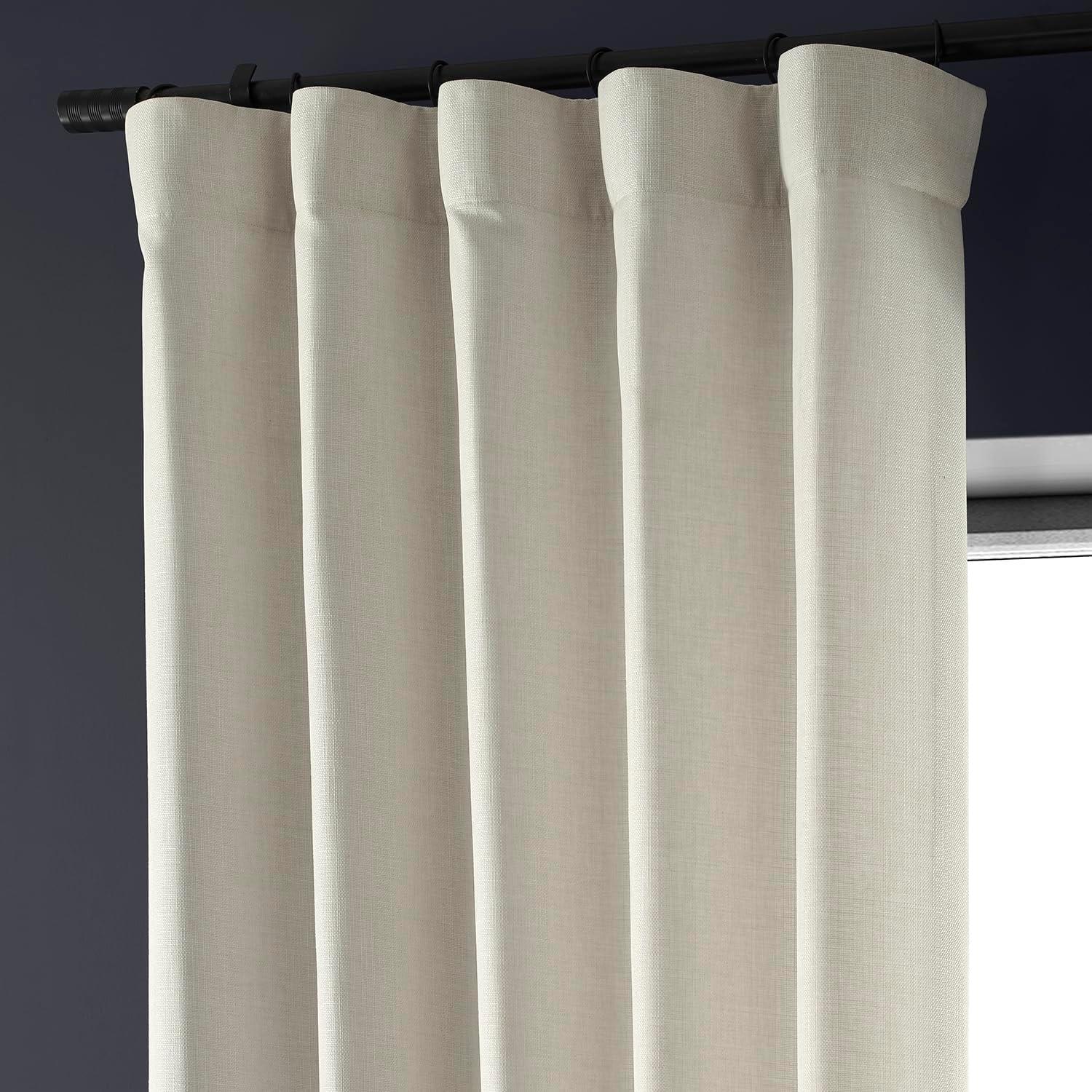 Half Price Drapes Parchment Cream Faux Linen Room Darkening Curtains for Bedroom(1 Panel),50W X 84L