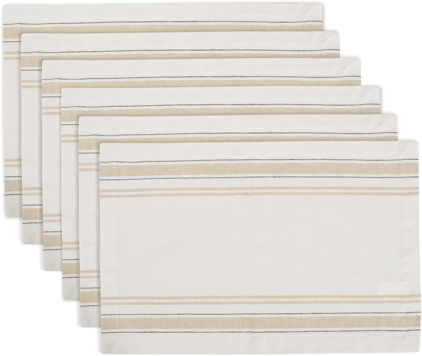 Cream and Ivory French Stripe Cotton Placemats Set of 6