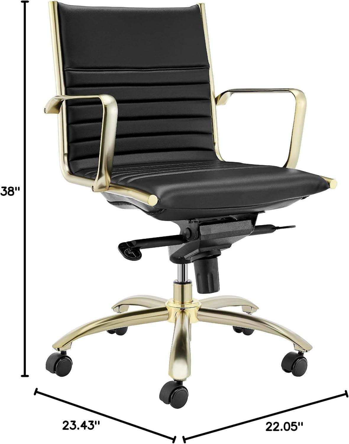 Dirk High Back Swivel Leather Task Chair in Black & Gold