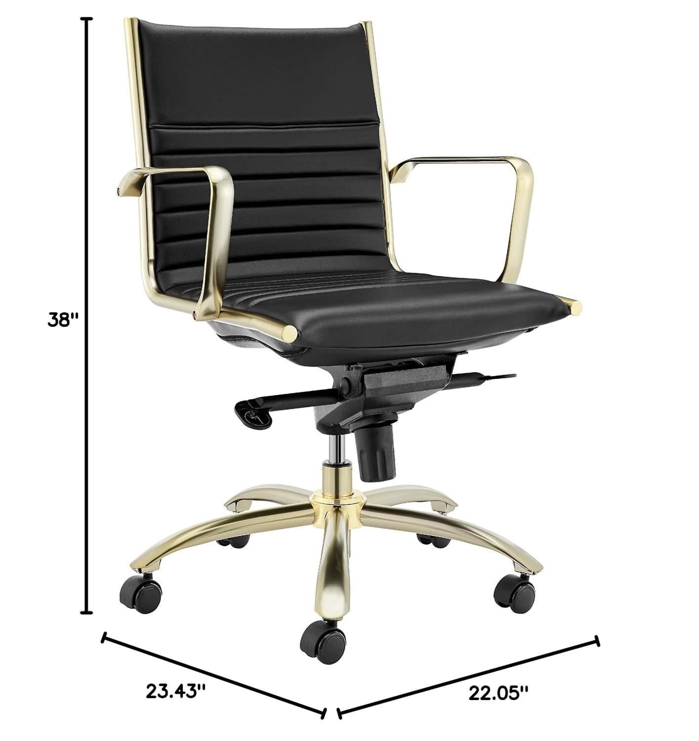 Dirk High Back Swivel Leather Task Chair in Black & Gold
