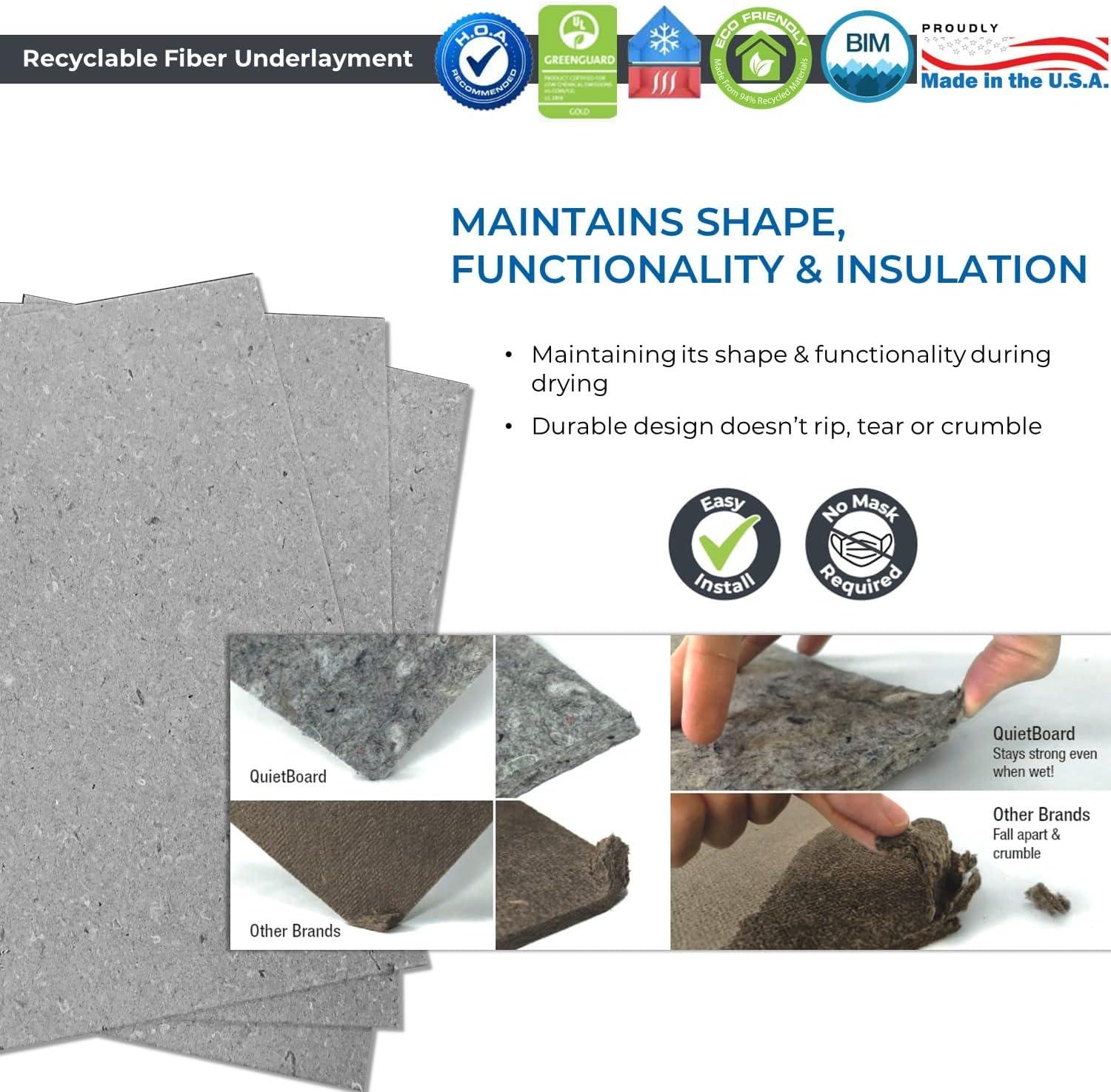 Gray Rigid Fiber Board Underlayment with Vapor Barrier, 2' x 3'