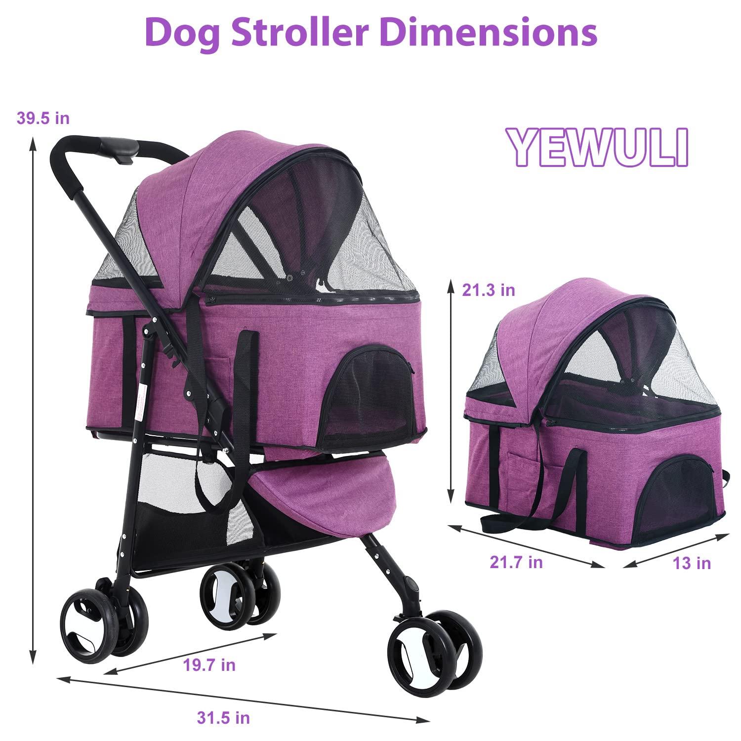 BestPet Foldable Pet Stroller with Detachable Carrier
