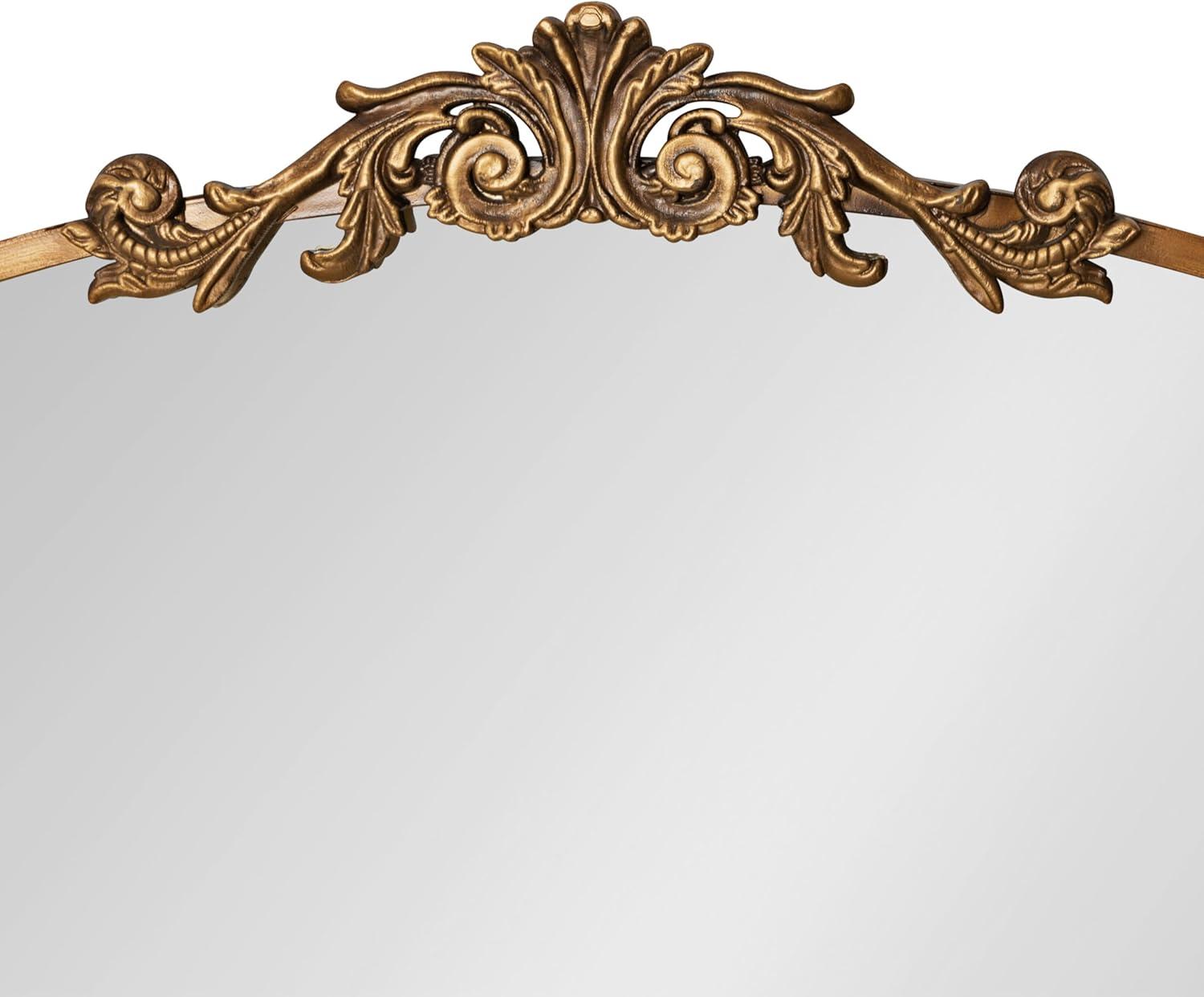 Kate & Laurel All Things Decor 33"x26" Arendahl Traditional Arch Mirror with Shelf Gold