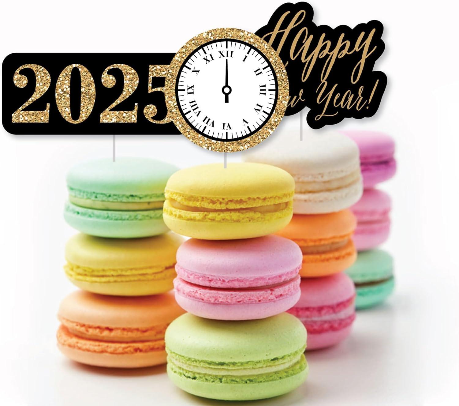 Big Dot of Happiness New Year's Eve - Gold - DIY Shaped 2025 New Years Eve Party Cut-Outs - 24 Count