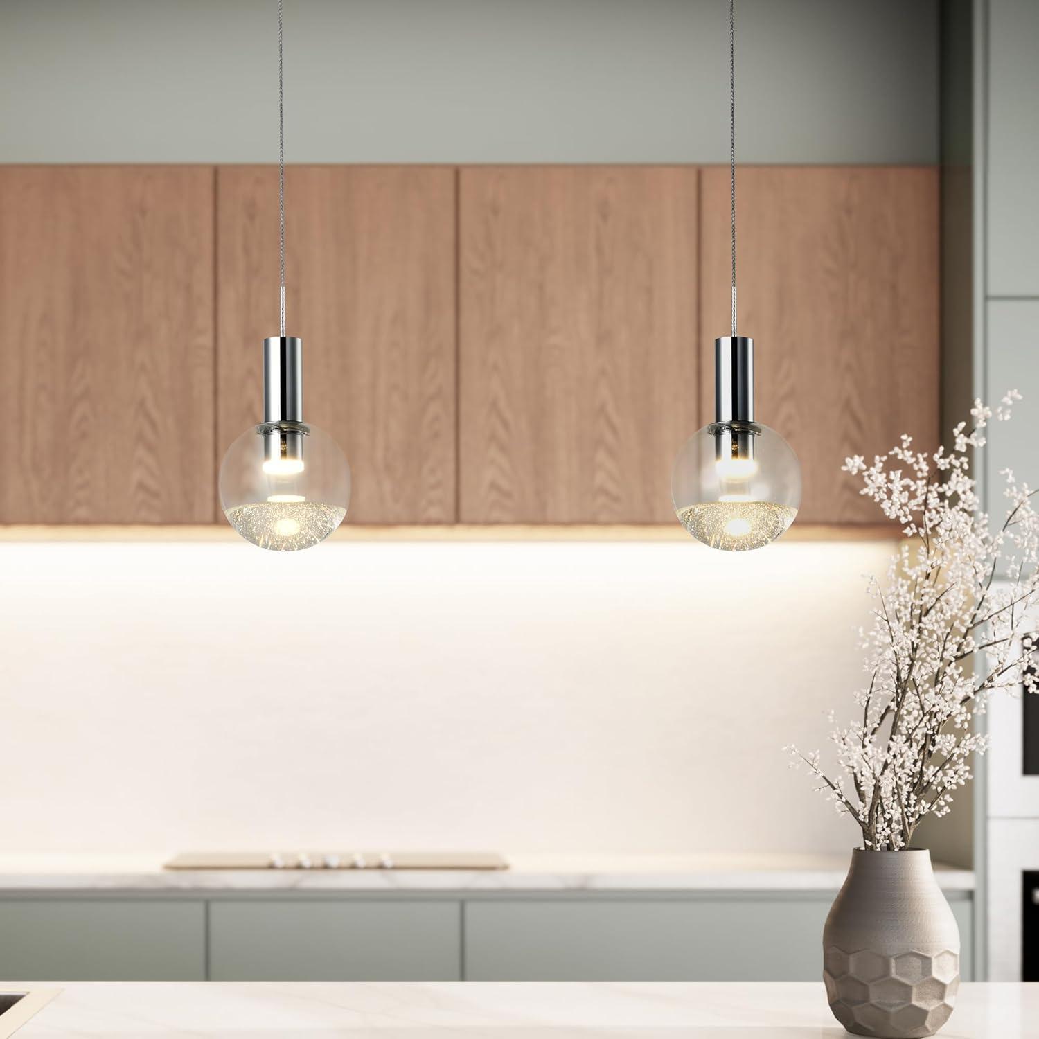 VONN Lighting Sienna 5-in Integrated LED Height Adjustable ETL Certified Pendant Light with Globe Shade