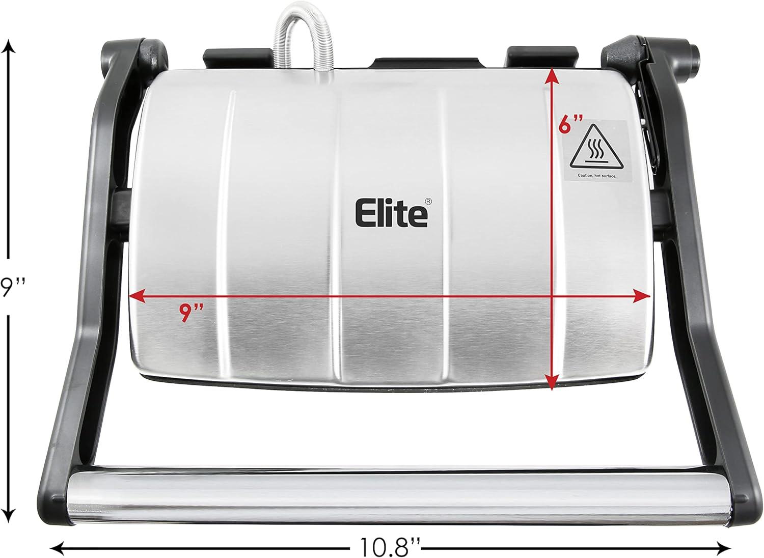 Elite Stainless Steel 3-in-1 Panini Press and Indoor Grill