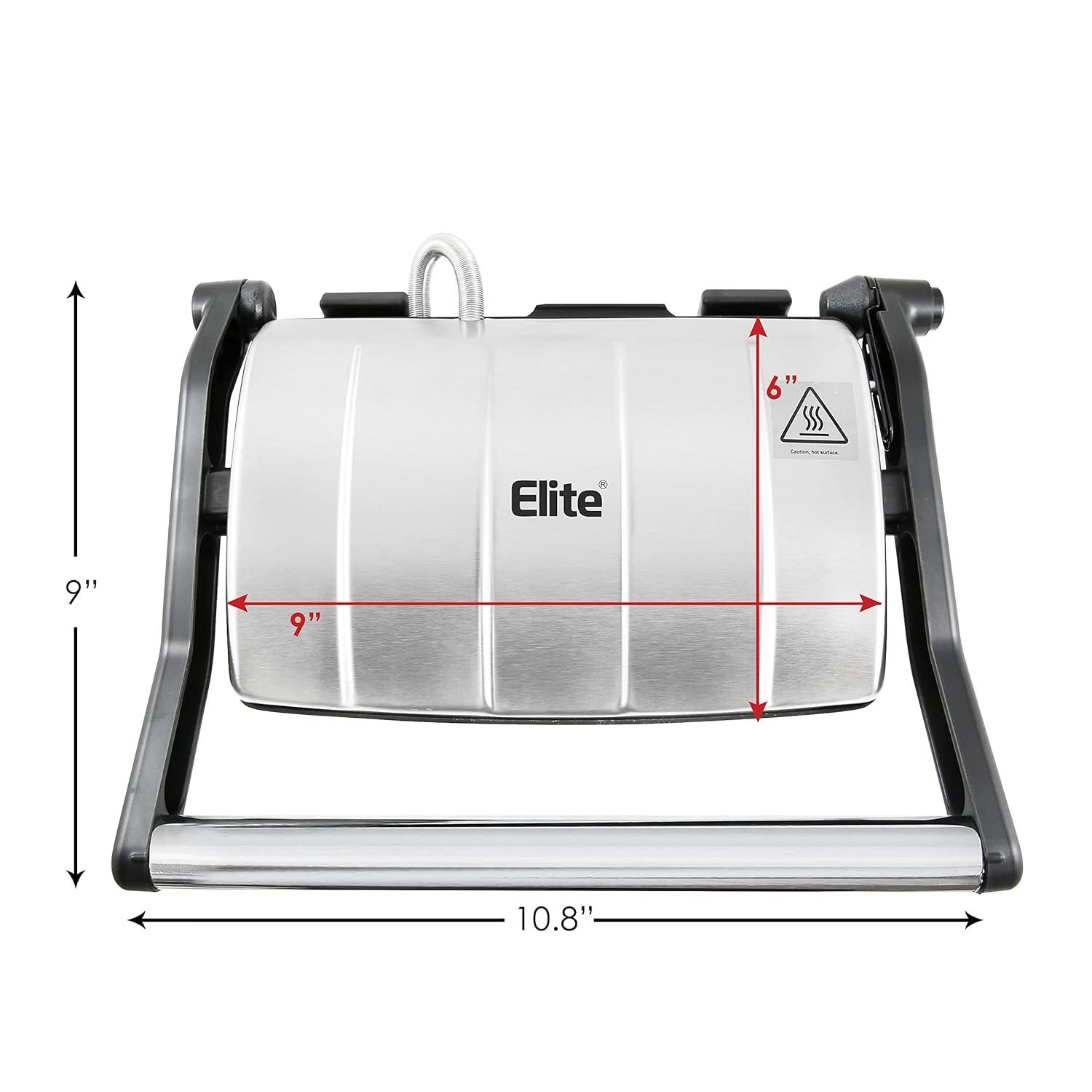 Elite Stainless Steel 3-in-1 Panini Press and Indoor Grill
