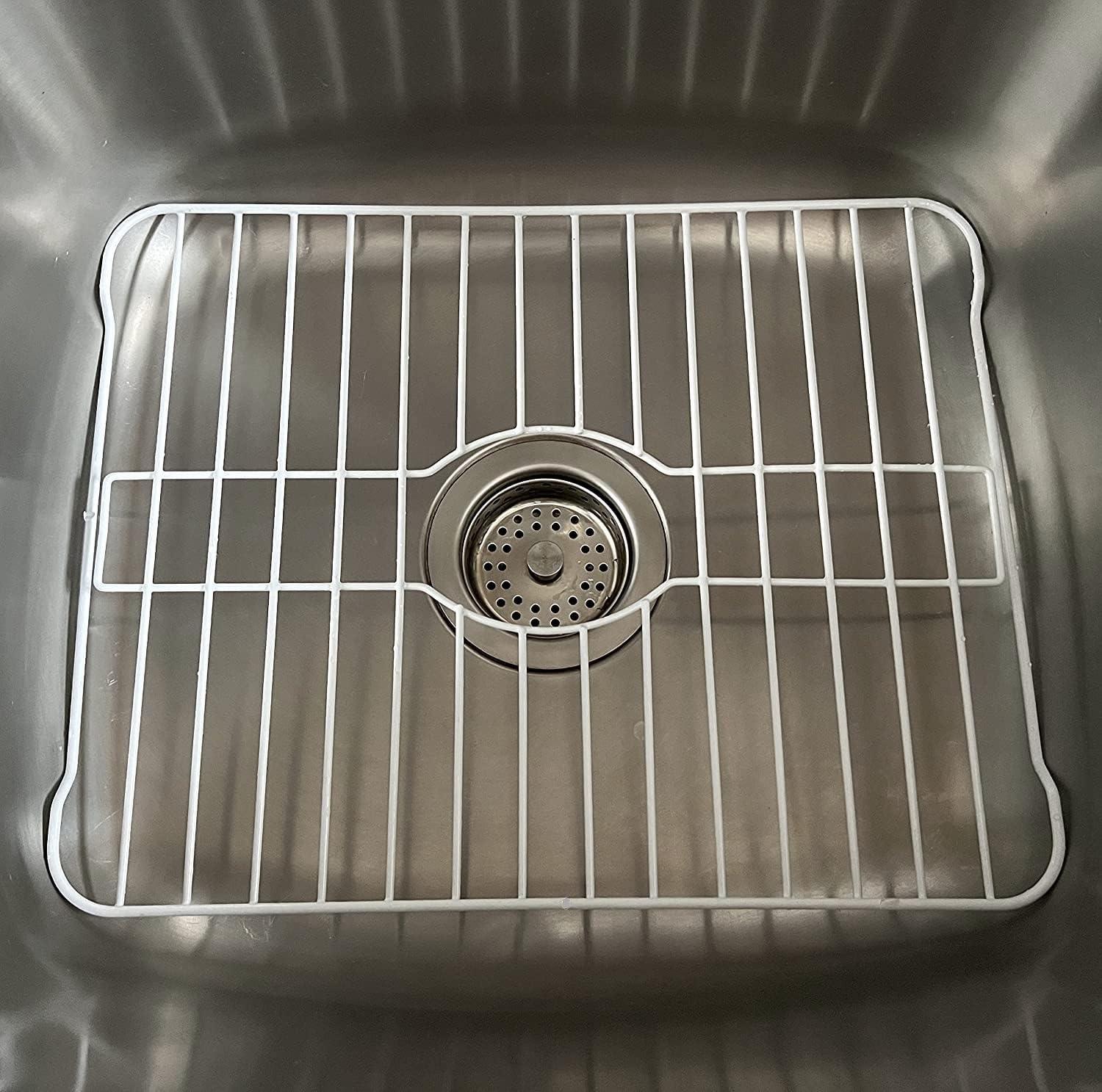 SOFINNI Sink Protectors for Kitchen Sink Bottom with White Coating Grate Insert Grid Sink Bowl Drying Rack Steel Medium (12.5" x 16.25")