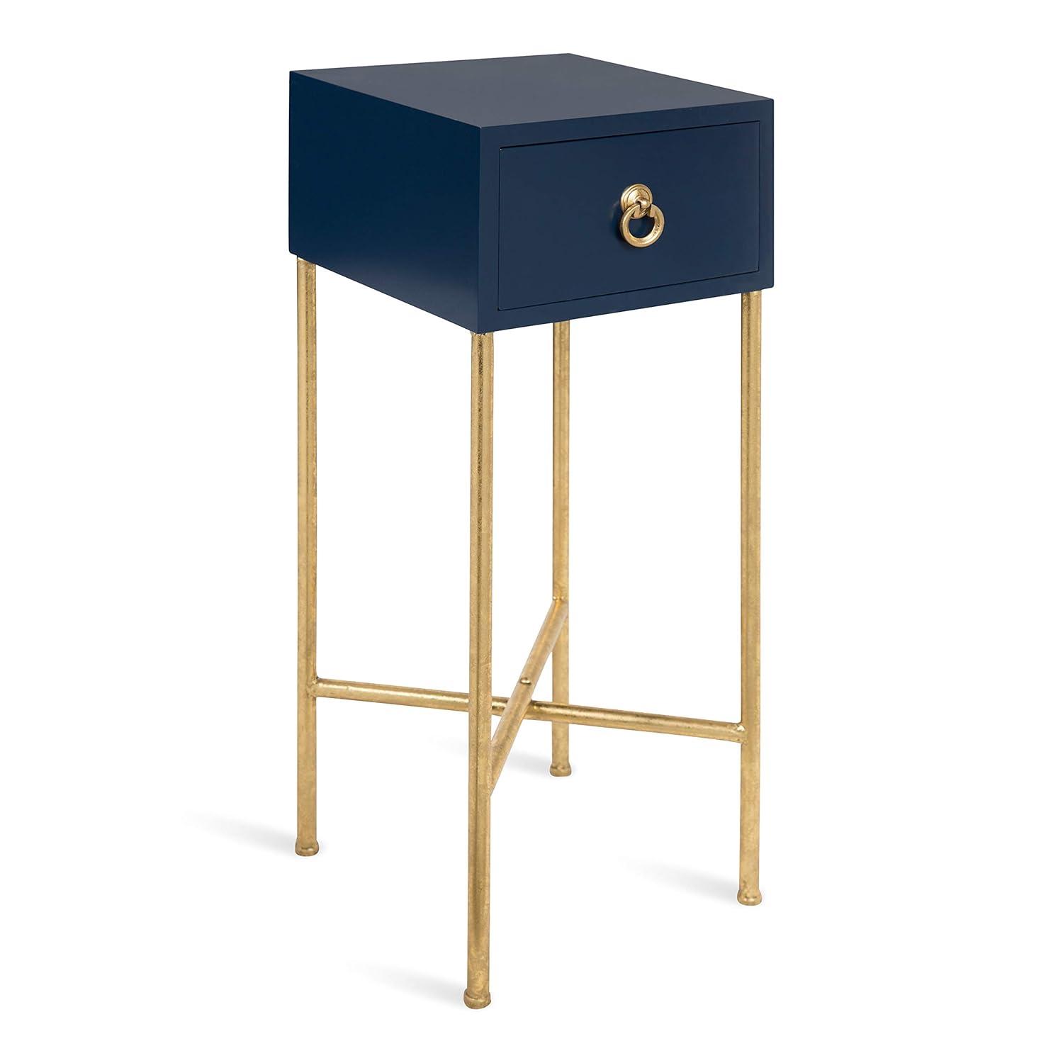 Kate and Laurel Decklyn Square MDF Tea Table, 12x12x30, Gold and Gray