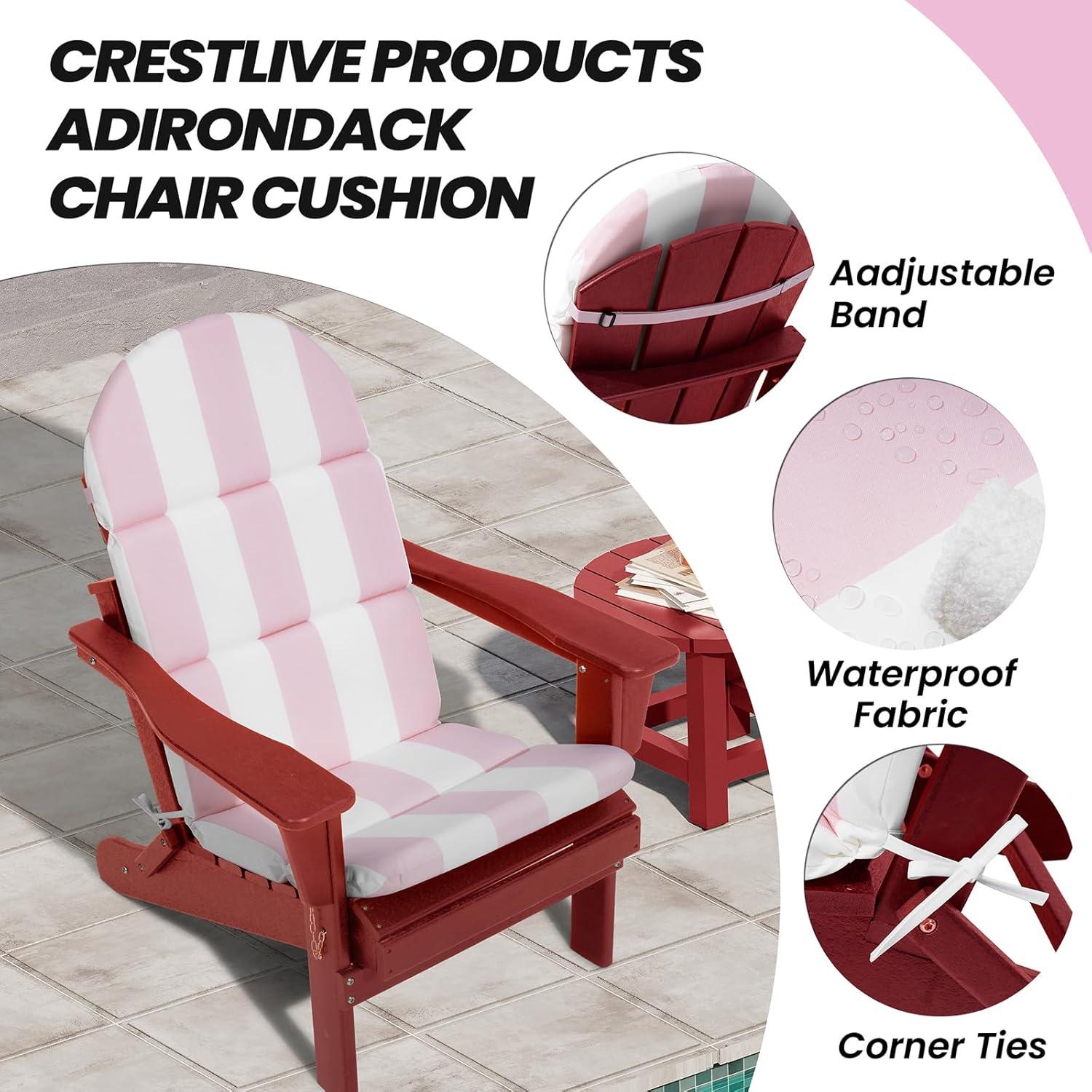 Pink and White Striped High Back Adirondack Chair Cushions