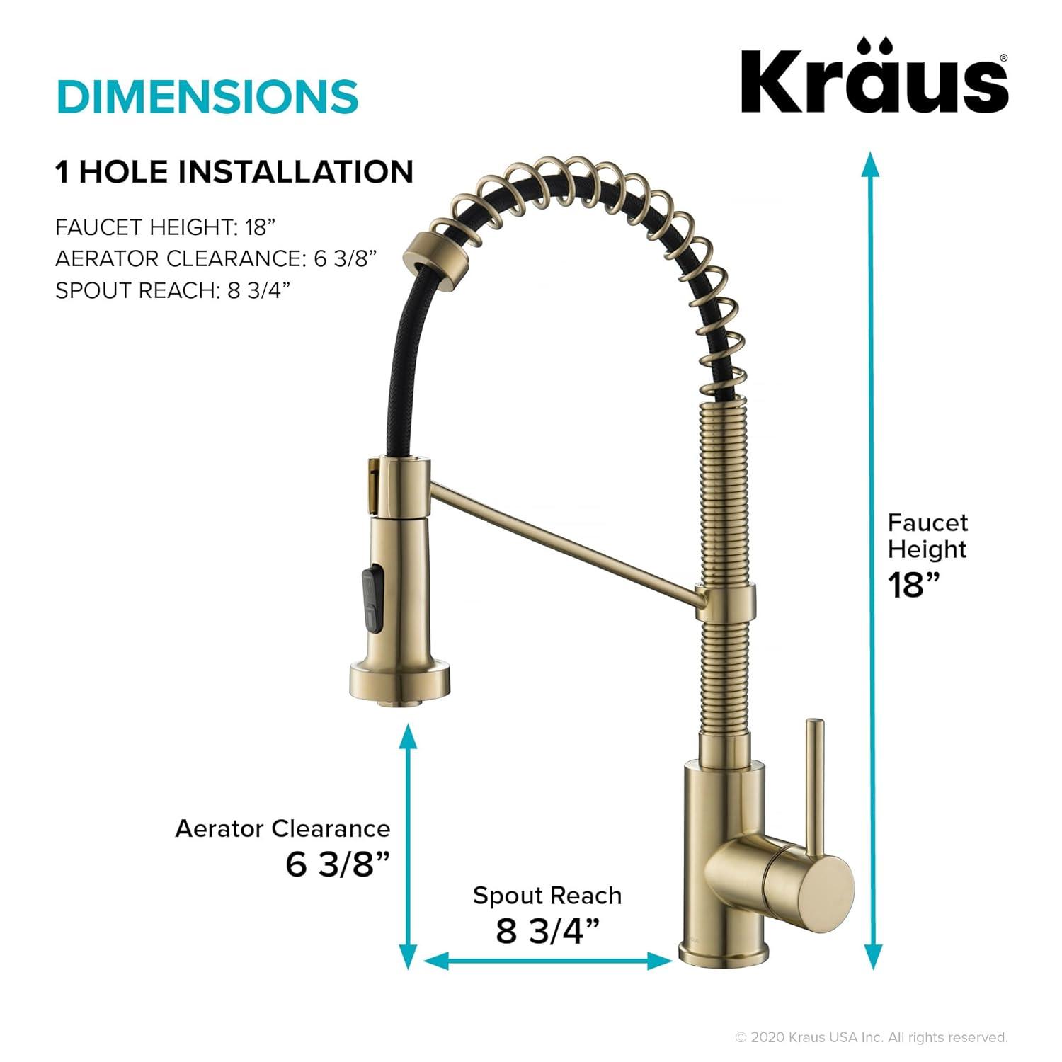 KRAUS Bolden Commercial Style 2-Function Single Handle Pull Down Kitchen Faucet with Soap Dispenser