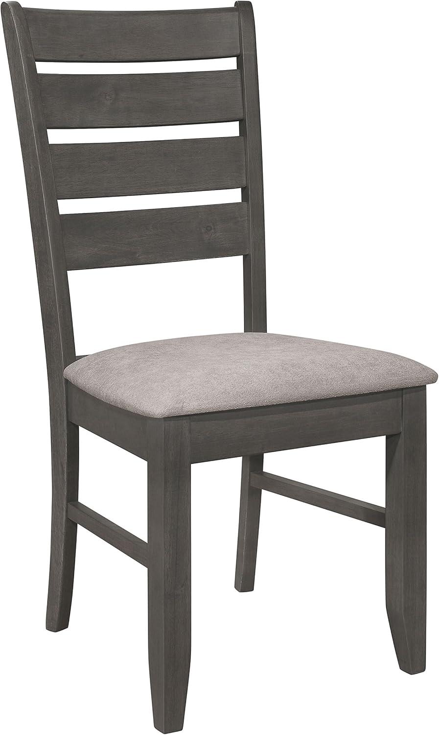 Dark Gray Upholstered Ladderback Wood Side Chair Set