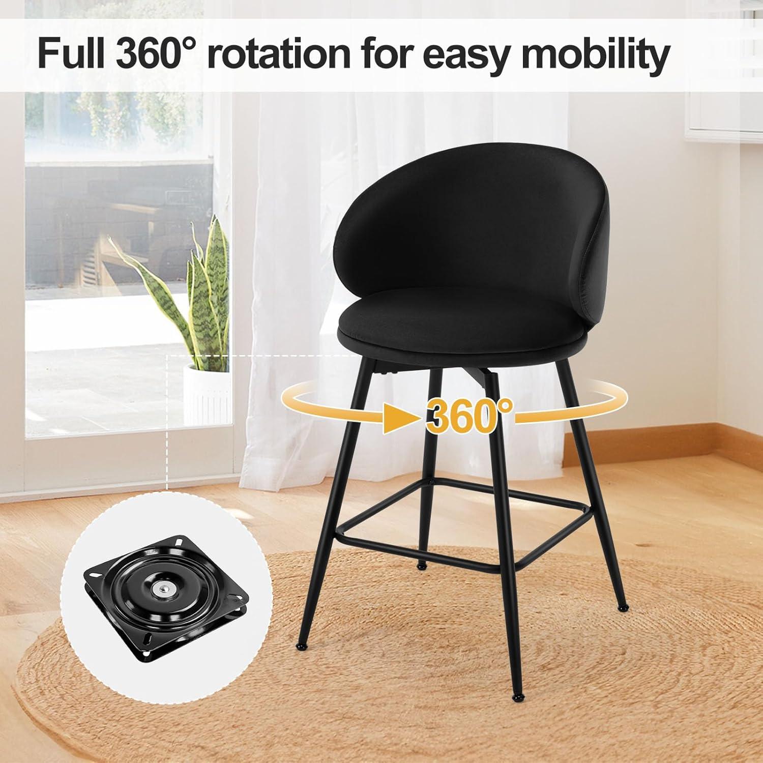 Corrigan Studio® Swivel Upholstered Counter Height Bar Stools (Set of 2)