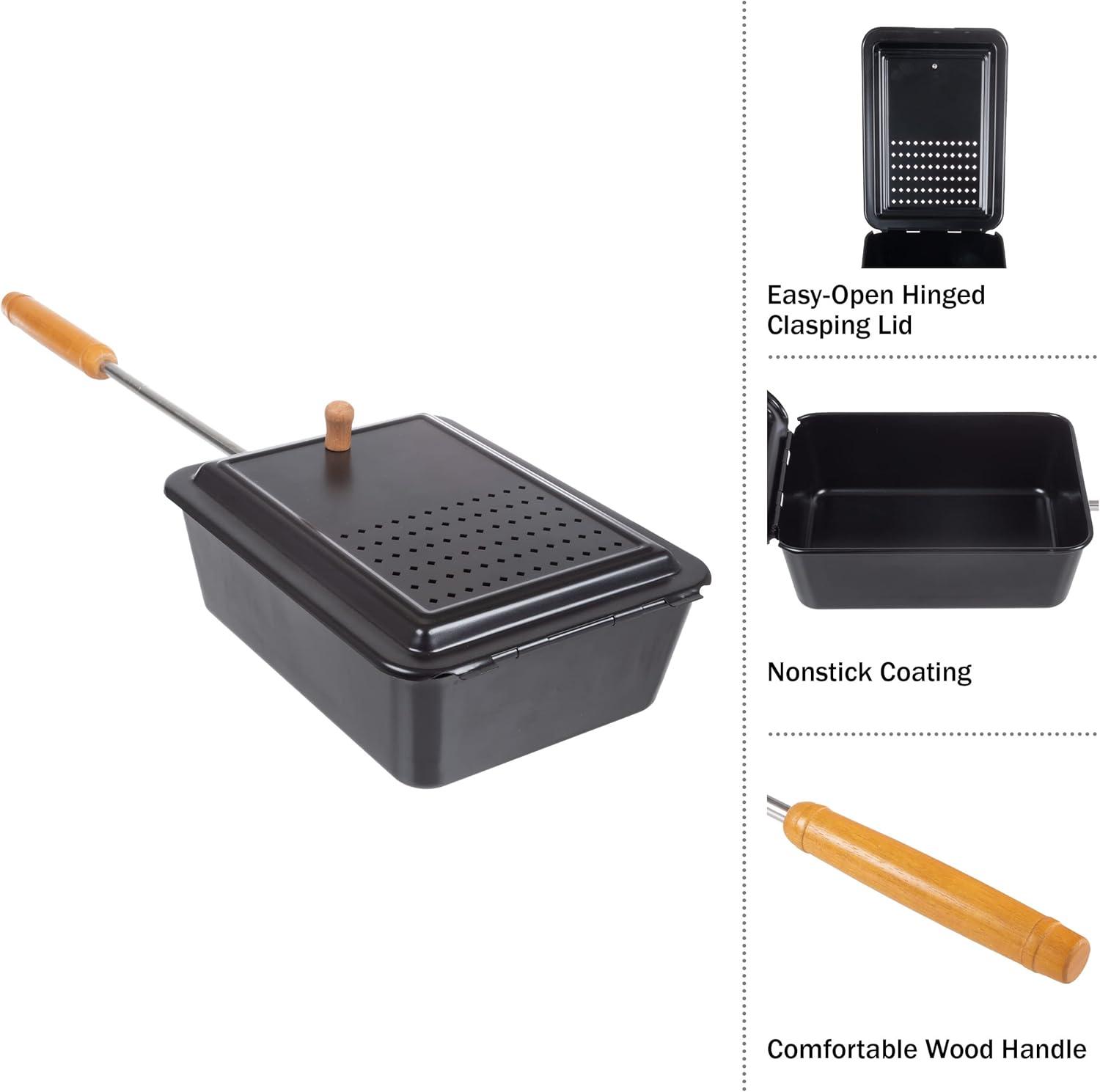 Great Northern Popcorn Campfire Popcorn Popper - Old Fashioned Popcorn Maker with Nonstick Finish and Extended Handle - Camping Gear and Campfire Cooking Equipment by Great Northern Popcorn (Black)