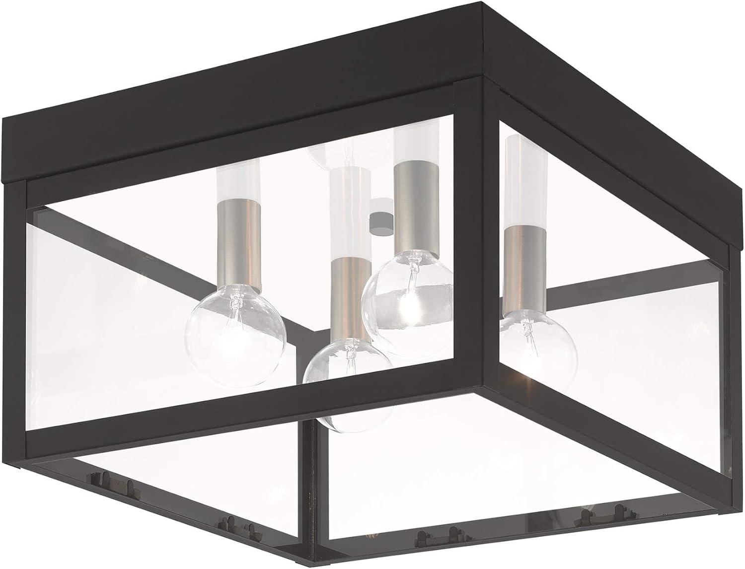 Livex Lighting Nyack 4 Light Outdoor Ceiling Mount in Black