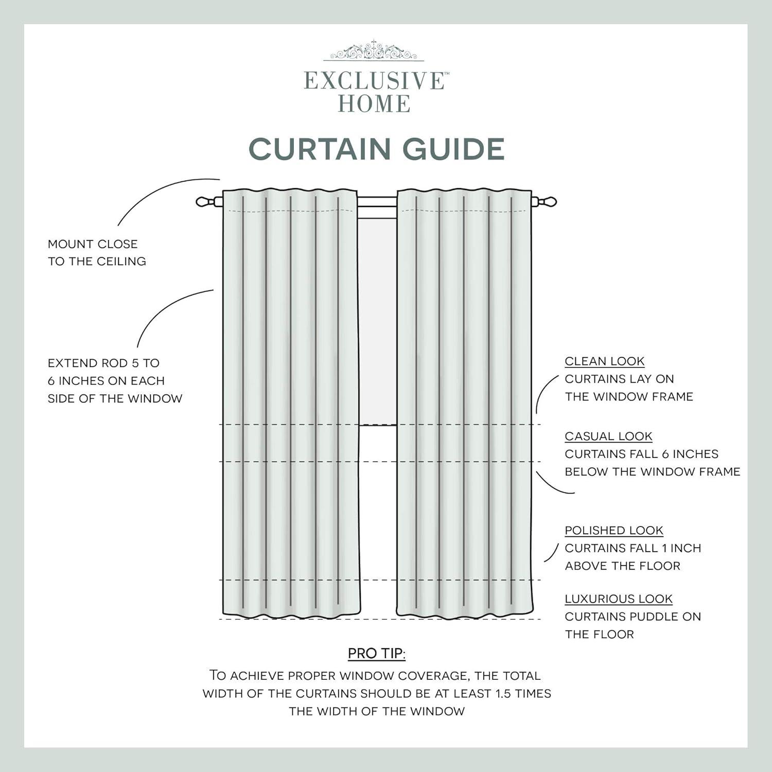 Amalgamated Textiles Exclusive Home Catarina Layered Solid Room Darkening and Sheer Hidden Tab/Rod Pocket Top Curtain Panel Pair (Set of 2)