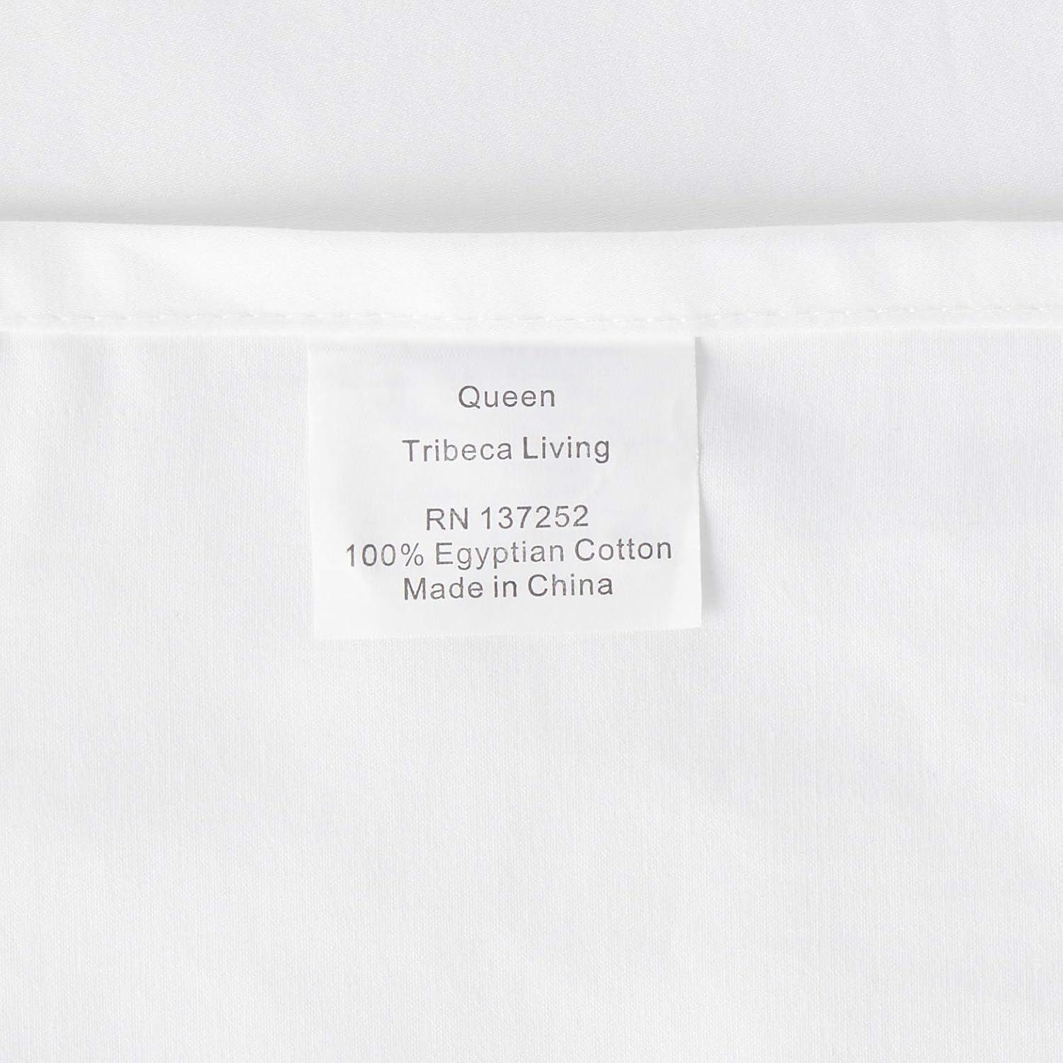 Tribeca Living Egyptian Cotton 800 Thread Count Deep Pocket Bed Sheet Set White Queen Modern & Contemporary, Casual