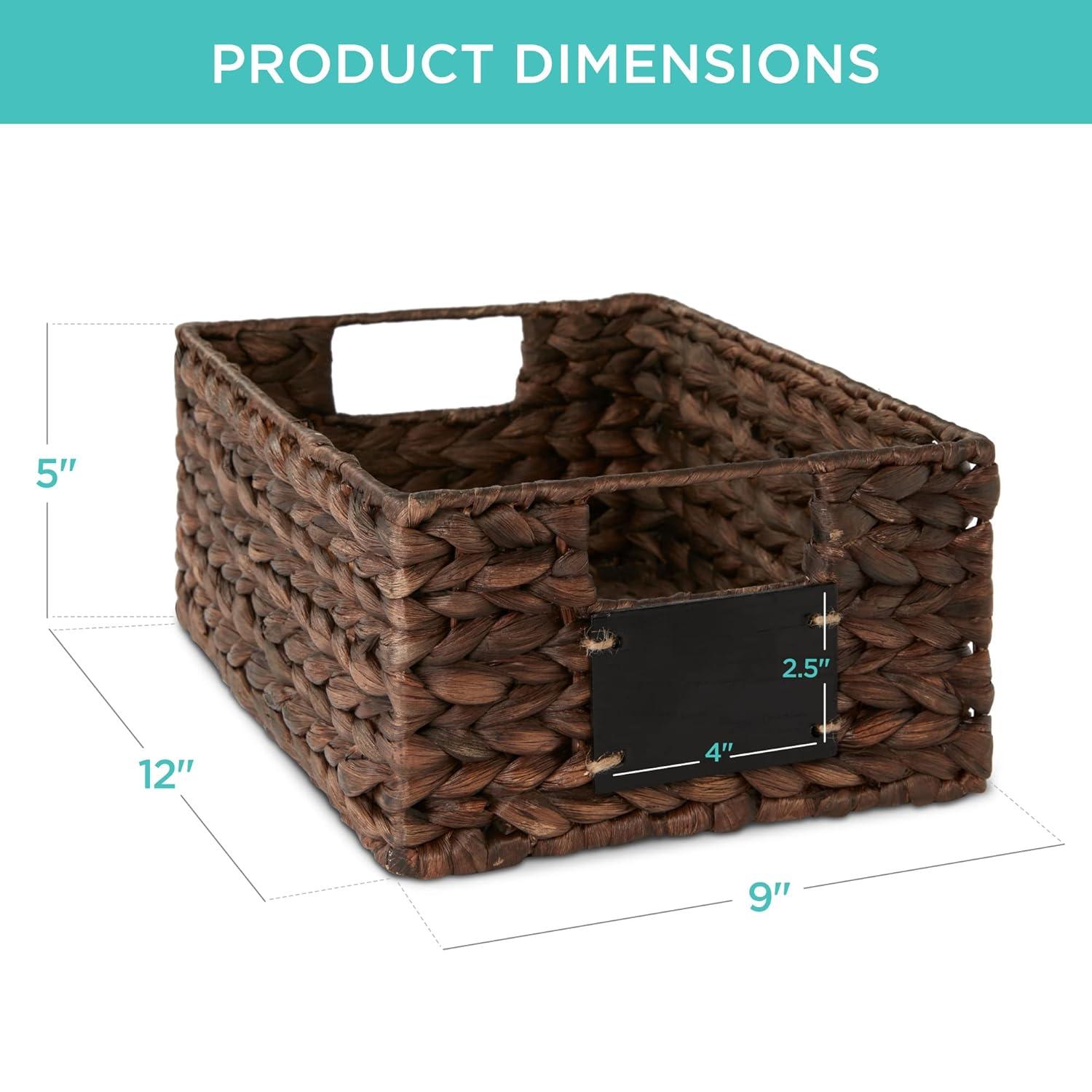 Best Choice Products Set of 4 12in Woven Water Hyacinth Pantry Baskets w/ Chalkboard Label, Chalk Marker - Brown
