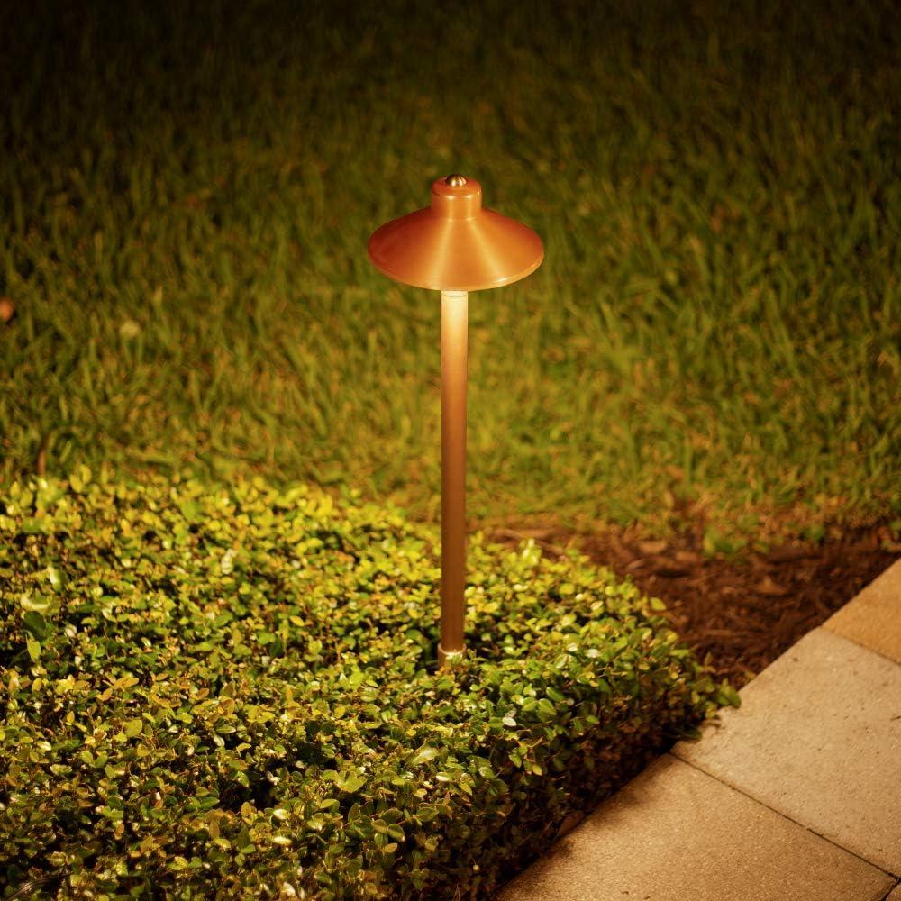 VOLT Flat Hat 12V Copper Path Light (7" Shade, 25" Tall)