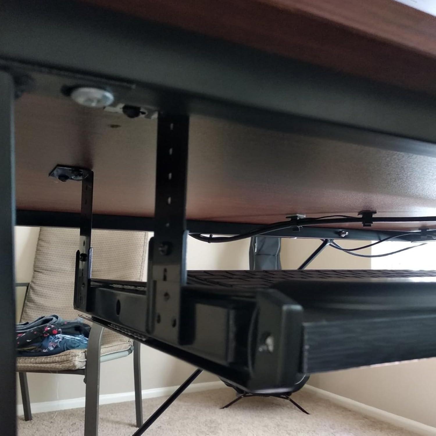 ZOENHOU 3 Pairs 14 Inch Black Keyboard Tray Slides, 22 LB Heavy Duty Ball Bearing Slides Hardware, Computer Tray Keyboard Slider Under Desk Rails Rack with 24 Adjustable Height Bracket and 48 Screws