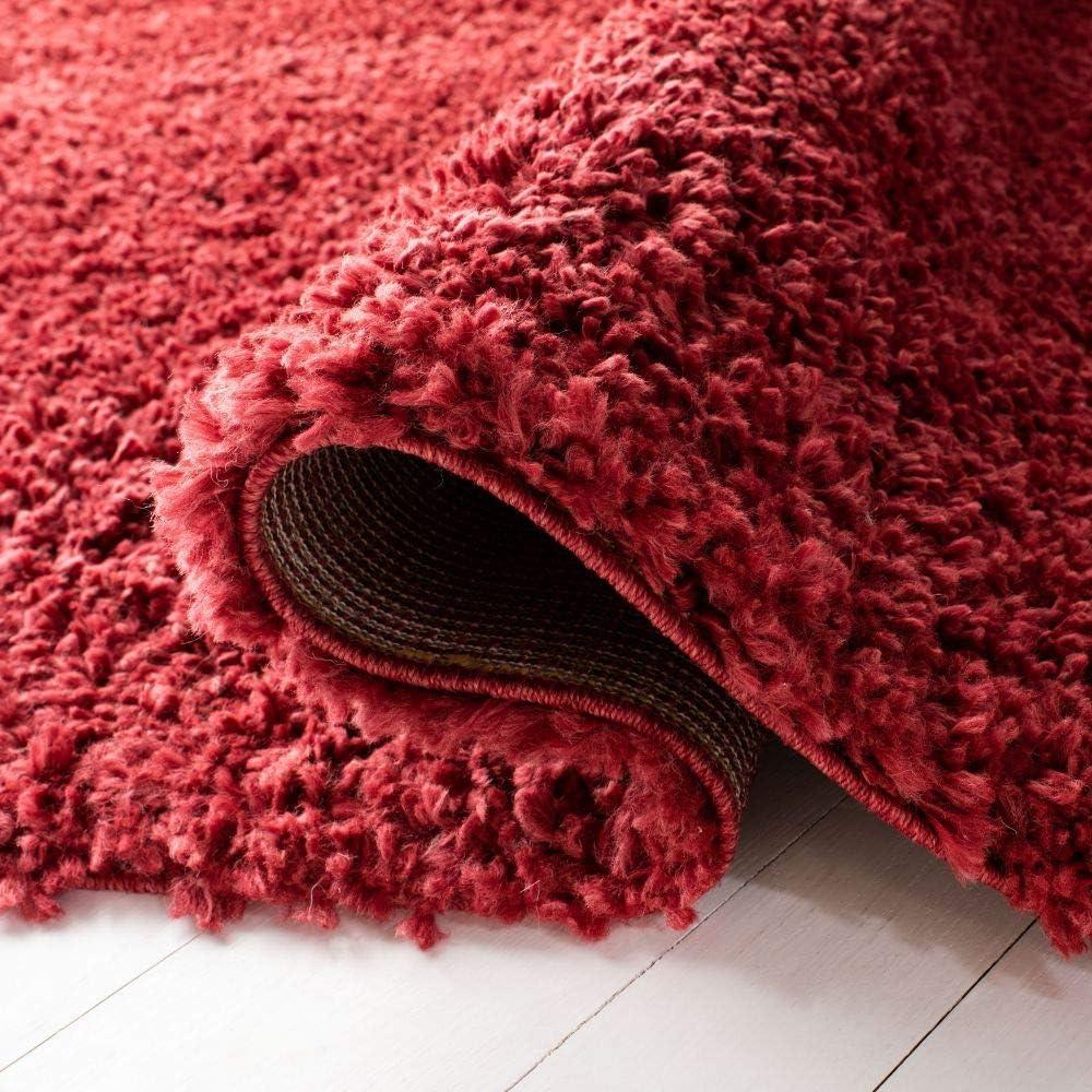 SAFAVIEH August Sophia Solid Shag Area Rug, Red, 3' x 5'