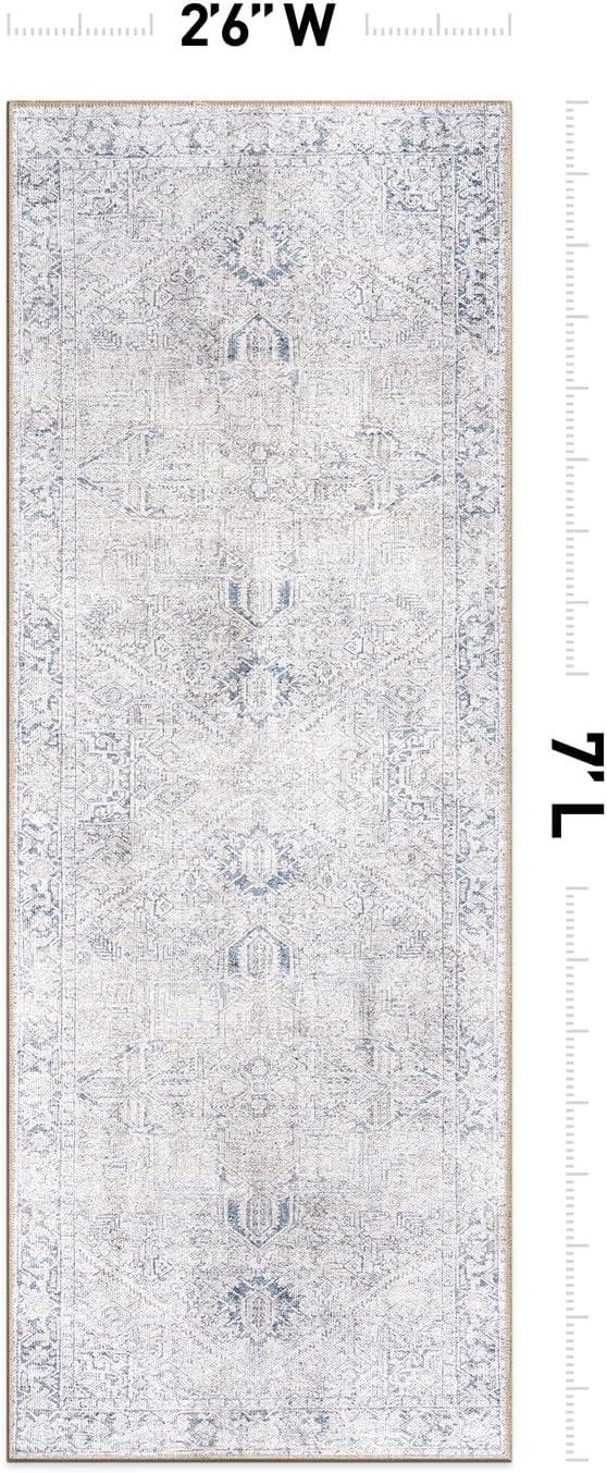 World Rug Gallery Vintage Boho Medallion Machine Washable Non Slip Area Rug