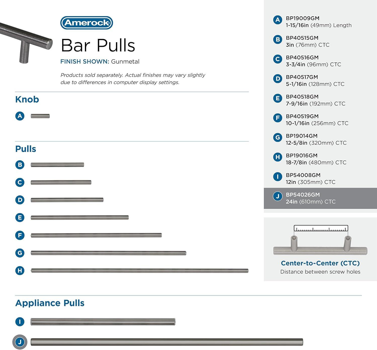 Bar Pulls 24" Center to Center Appliance Pull