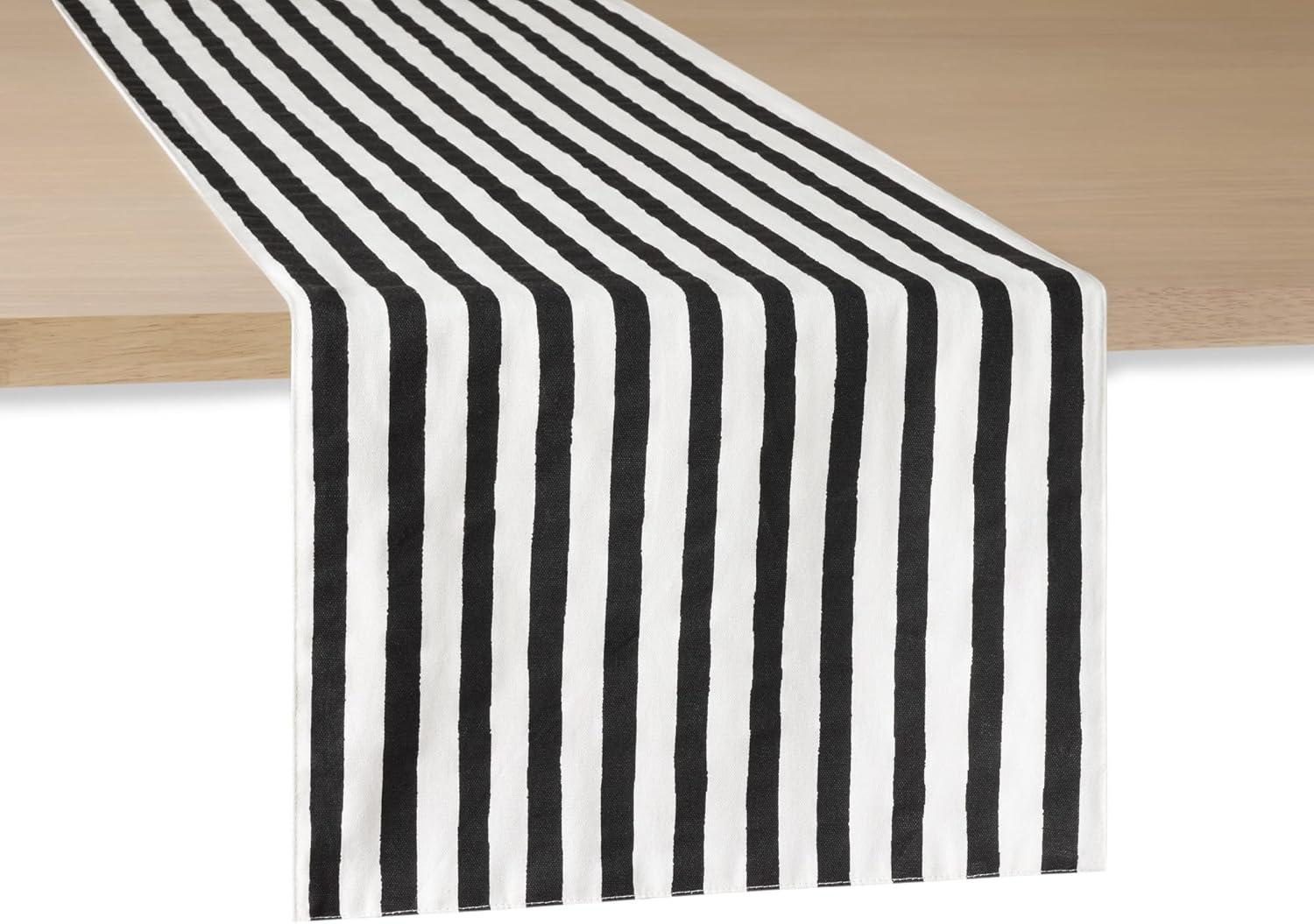 kate spade new york KATE SPADE NEW YORK Hand Painted Shirting Stripe Table Runner 15"x72" Silver/White