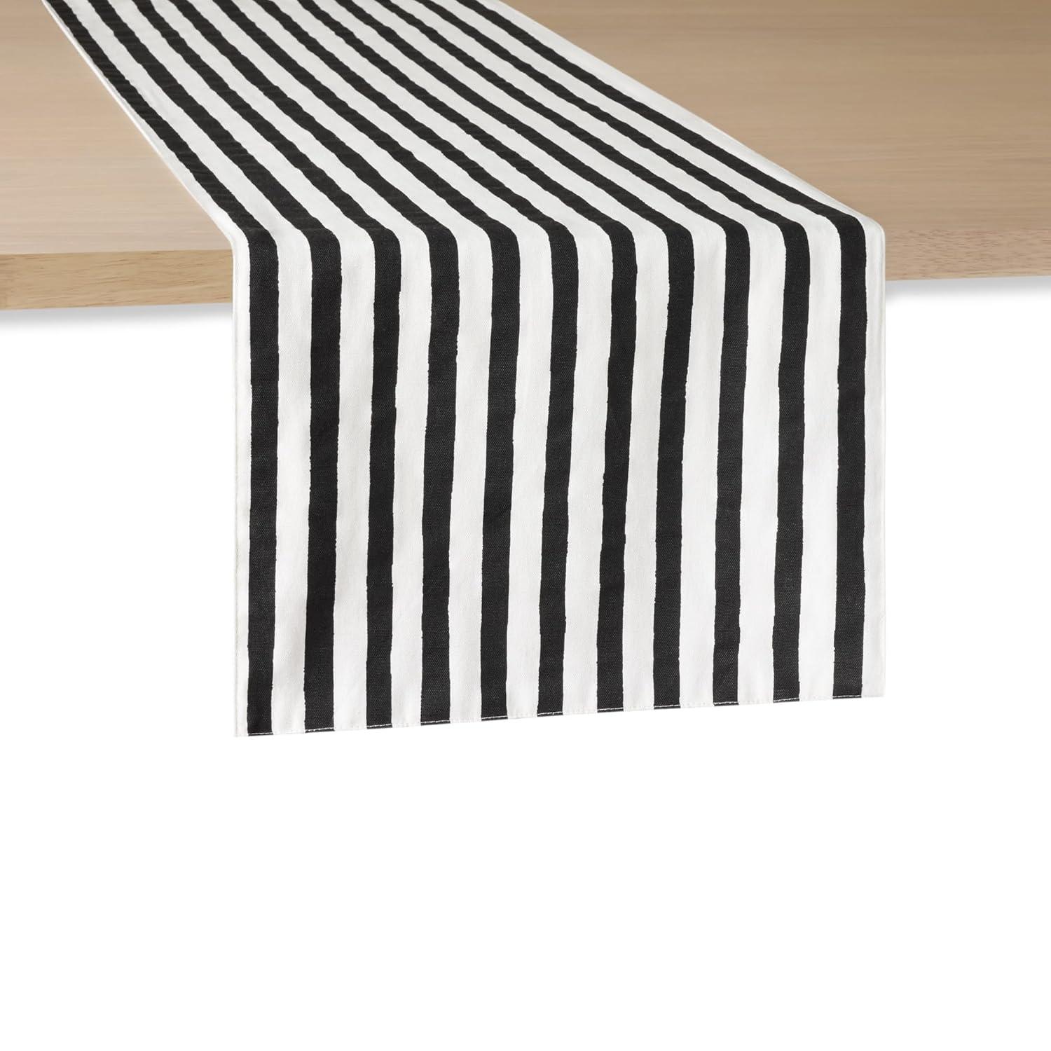 kate spade new york KATE SPADE NEW YORK Hand Painted Shirting Stripe Table Runner 15"x72" Silver/White
